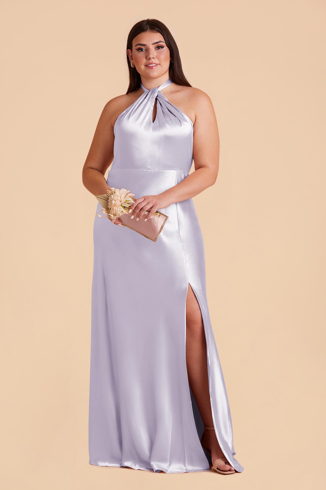 Monica Shiny Satin Dress - Dusty Lilac