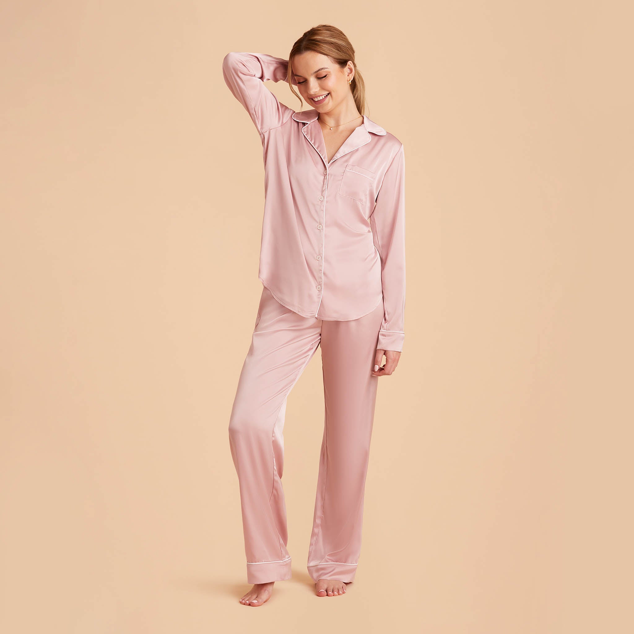 Silk Long Sleeve Pajama with customization, bridesmaid pajamas gifts