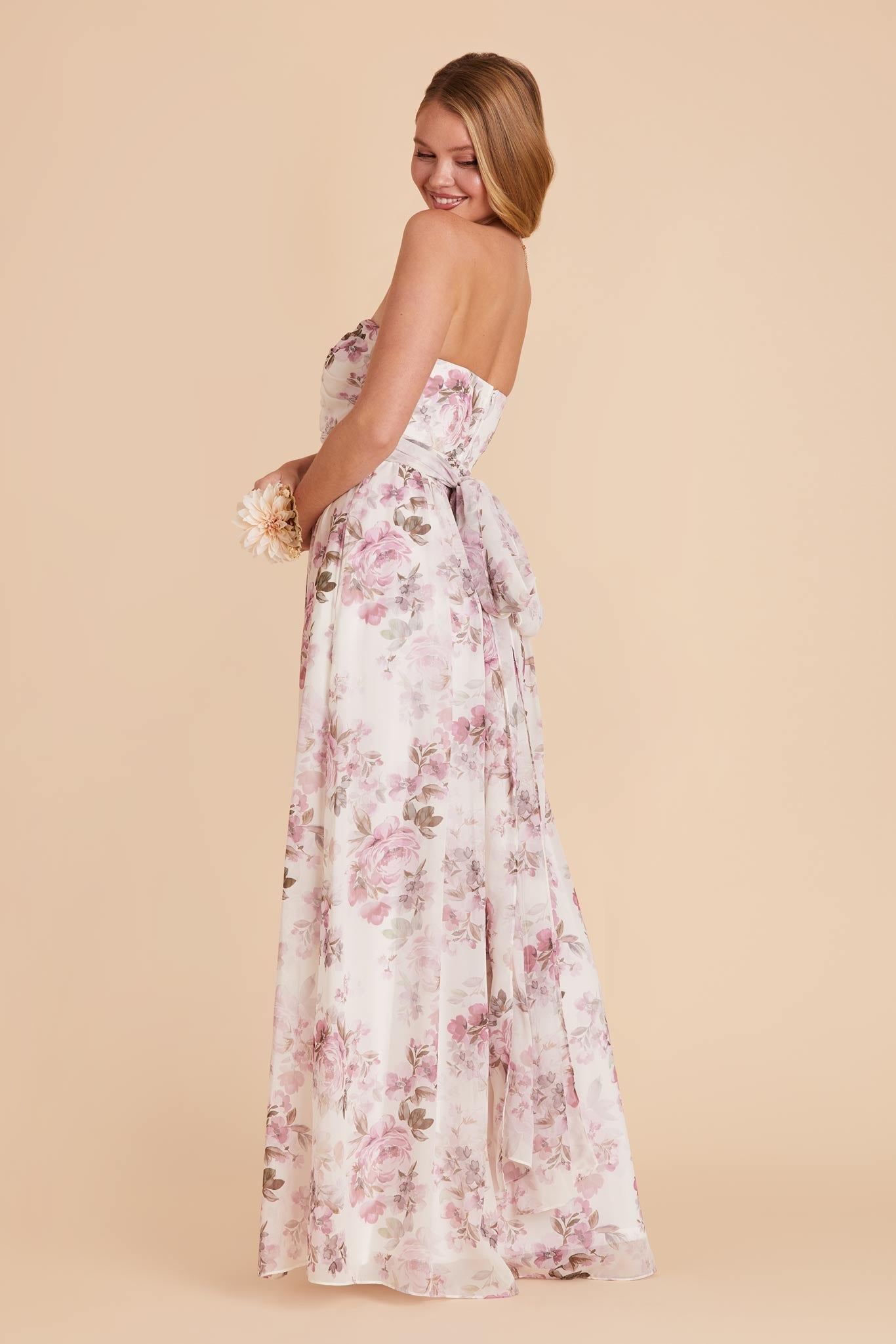  Dusty Pink Peonies Grace Convertible Dress by Birdy Grey