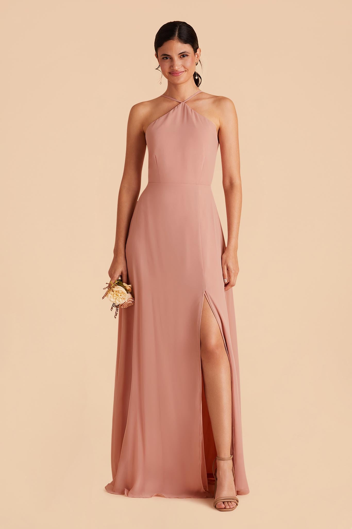 Sleeveless Dusty Rose A-line Sparkle Sequin Formal Evening Dress – Ballbella