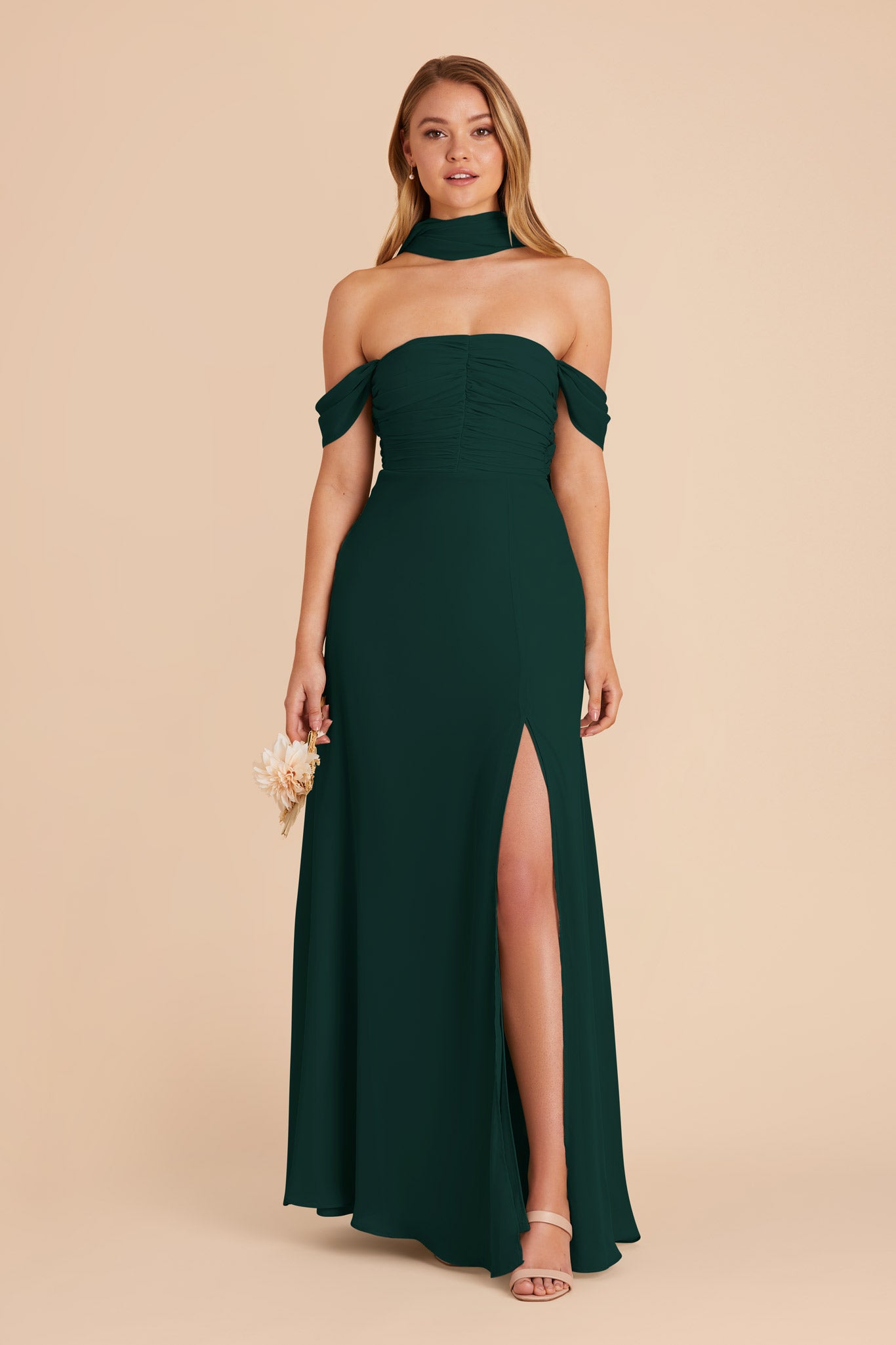 Emerald Cara Chiffon Dress by Birdy Grey