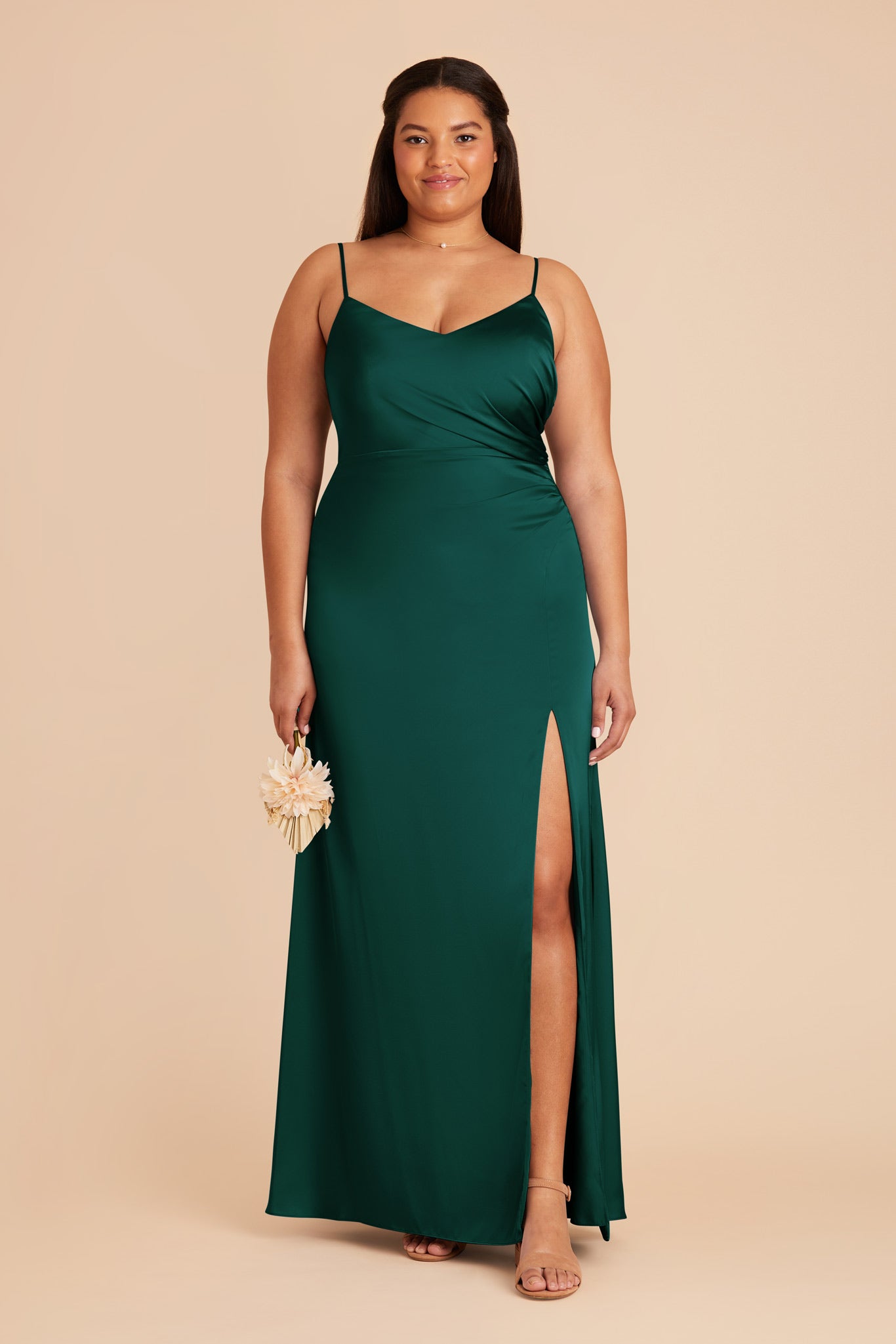 Emerald Catherine Matte Satin Dress by Birdy Grey