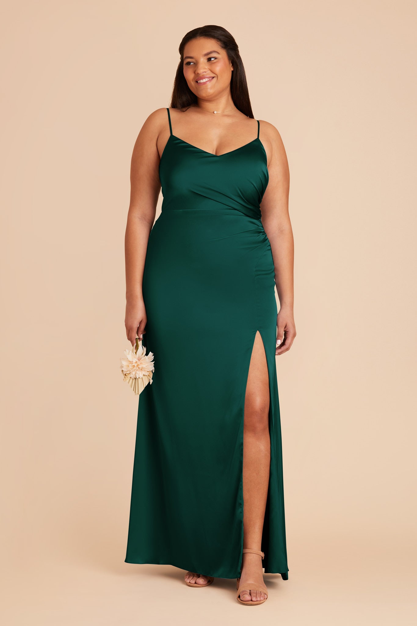 Emerald Catherine Matte Satin Dress by Birdy Grey