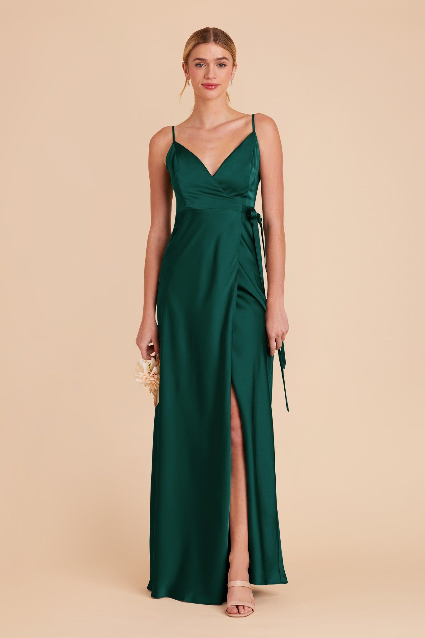 Emerald Cindy Matte Satin Dress by Birdy Grey