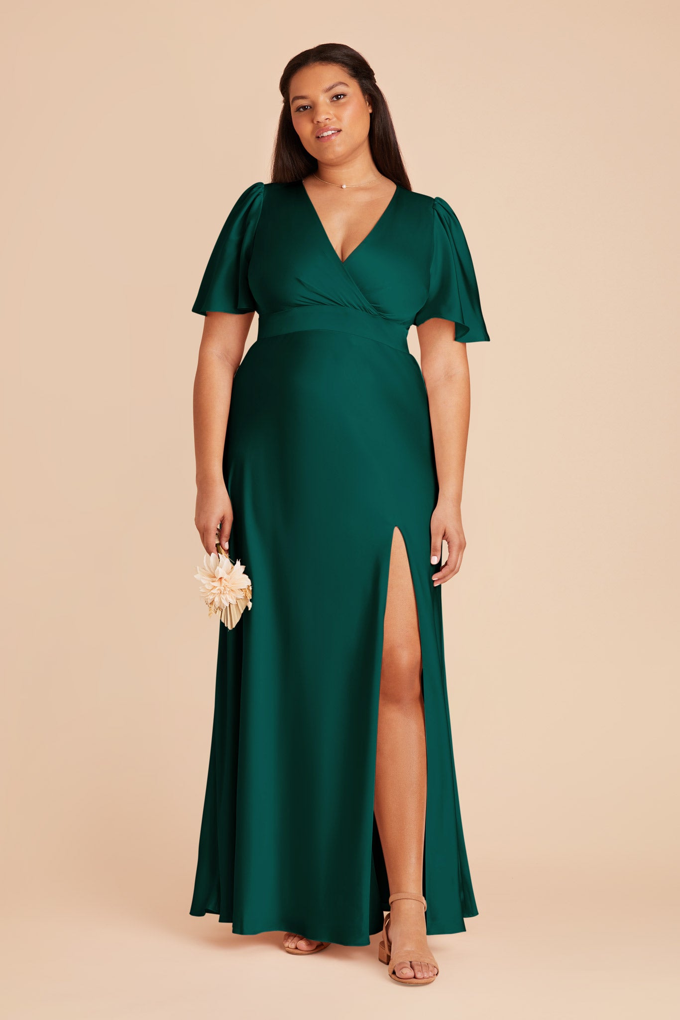 Emerald Marni Matte Satin Dress by Birdy Grey