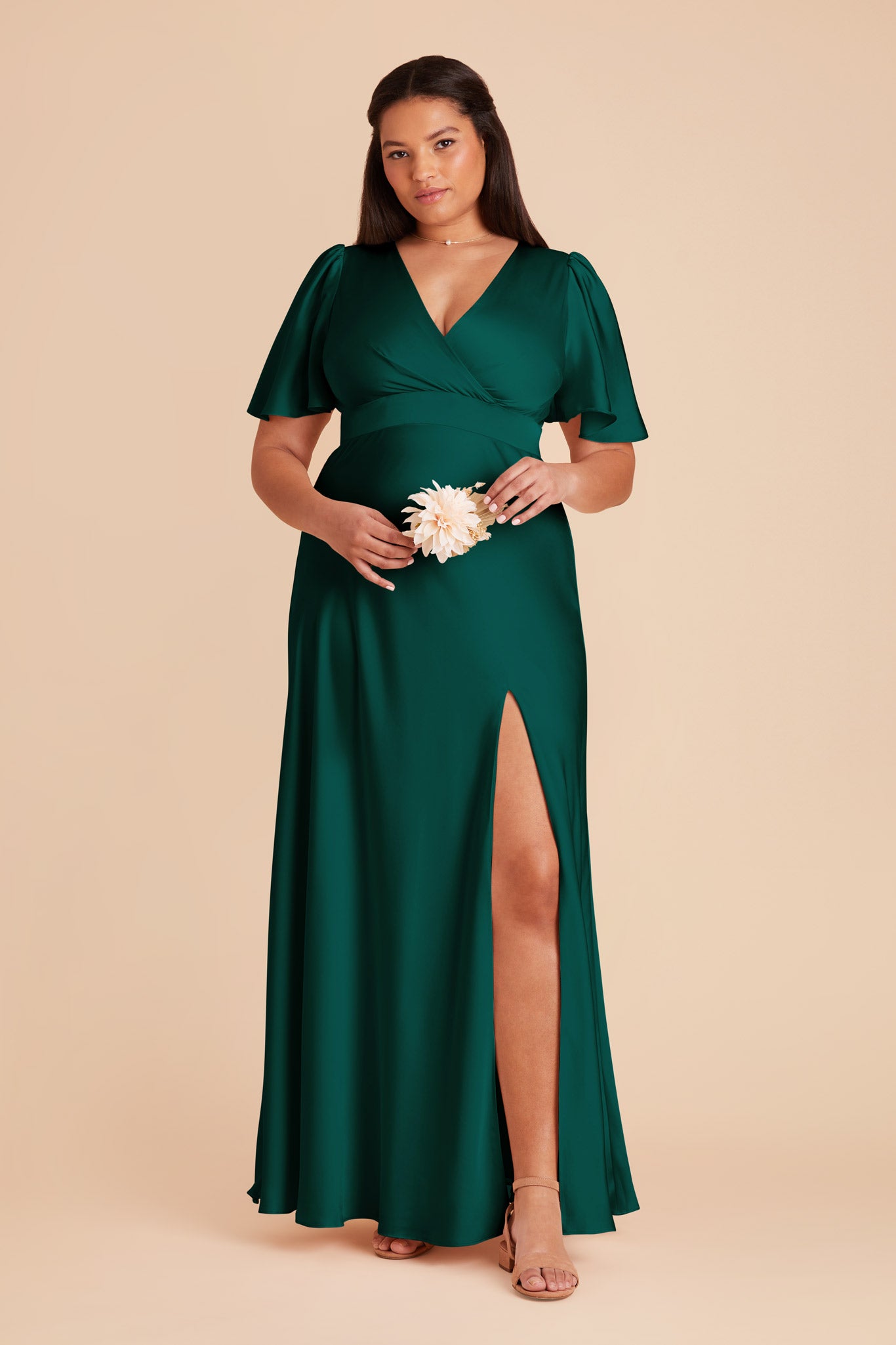 Emerald Marni Matte Satin Dress by Birdy Grey