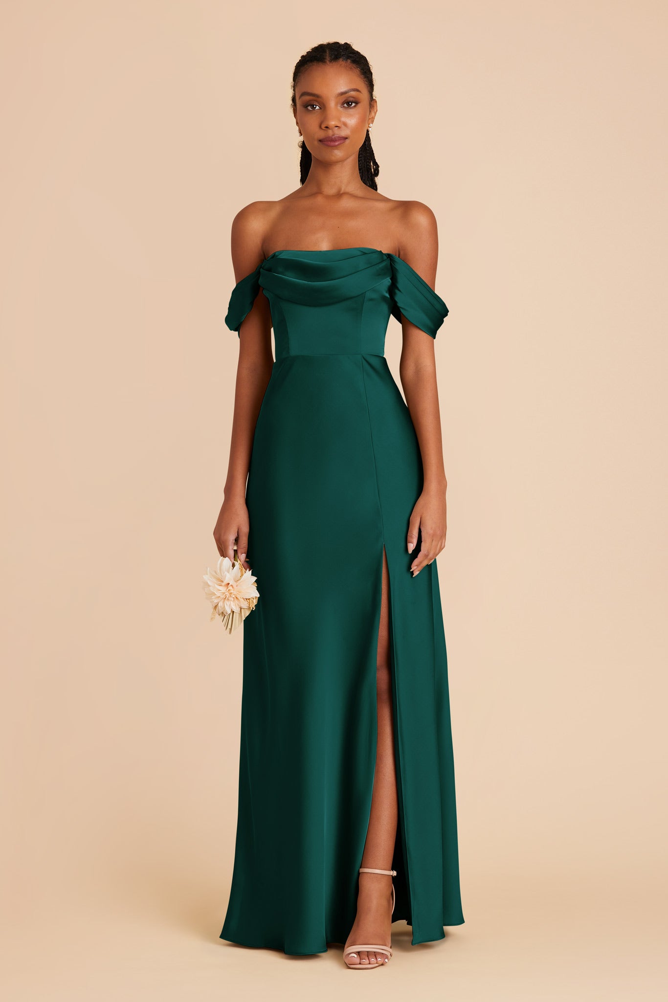 Emerald Mia Matte Satin Dress by Birdy Grey
