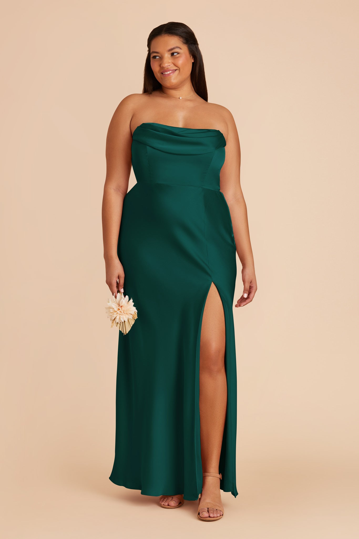 Emerald Mia Matte Satin Dress by Birdy Grey