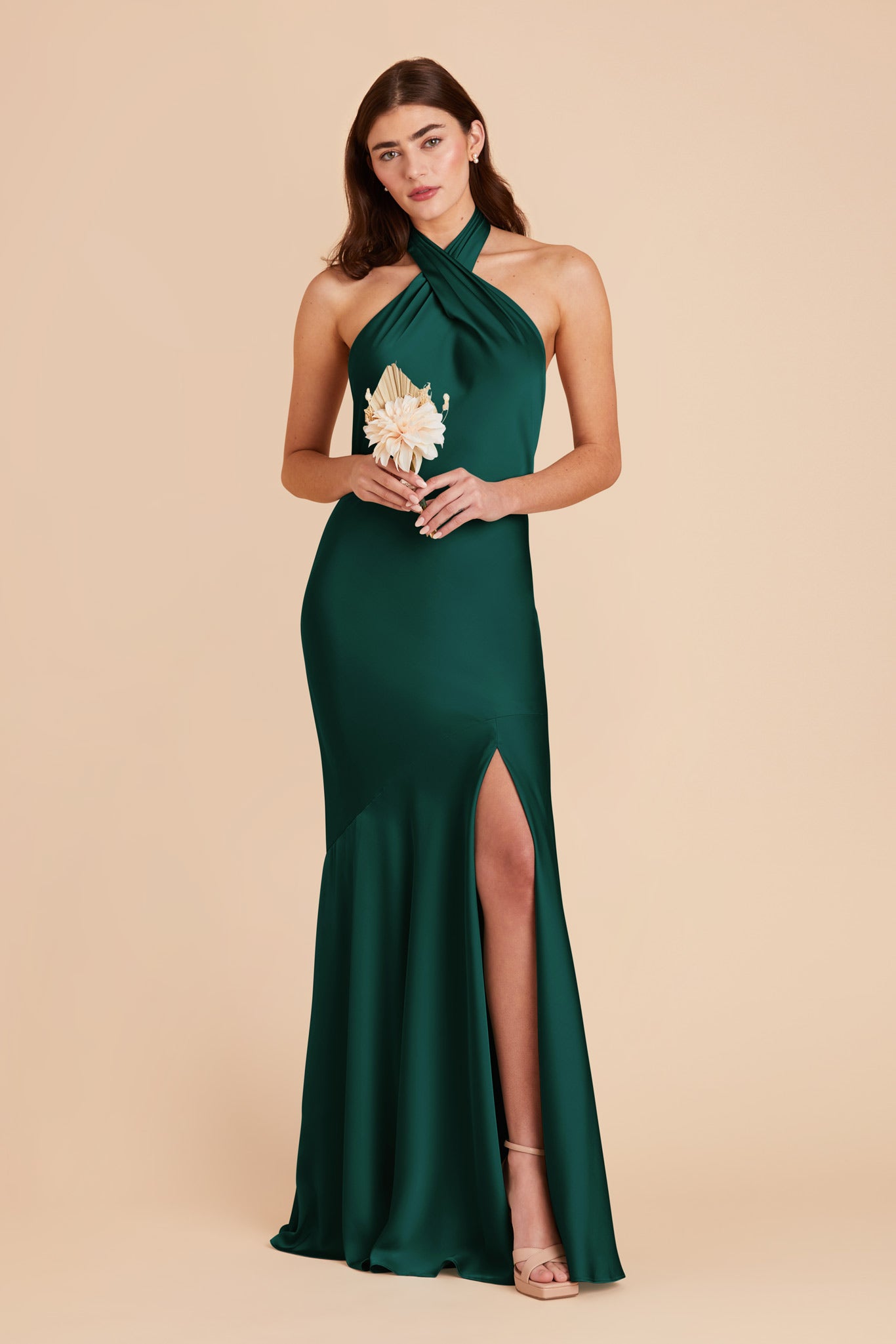 Emerald Stephanie Matte Satin Dress by Birdy Grey