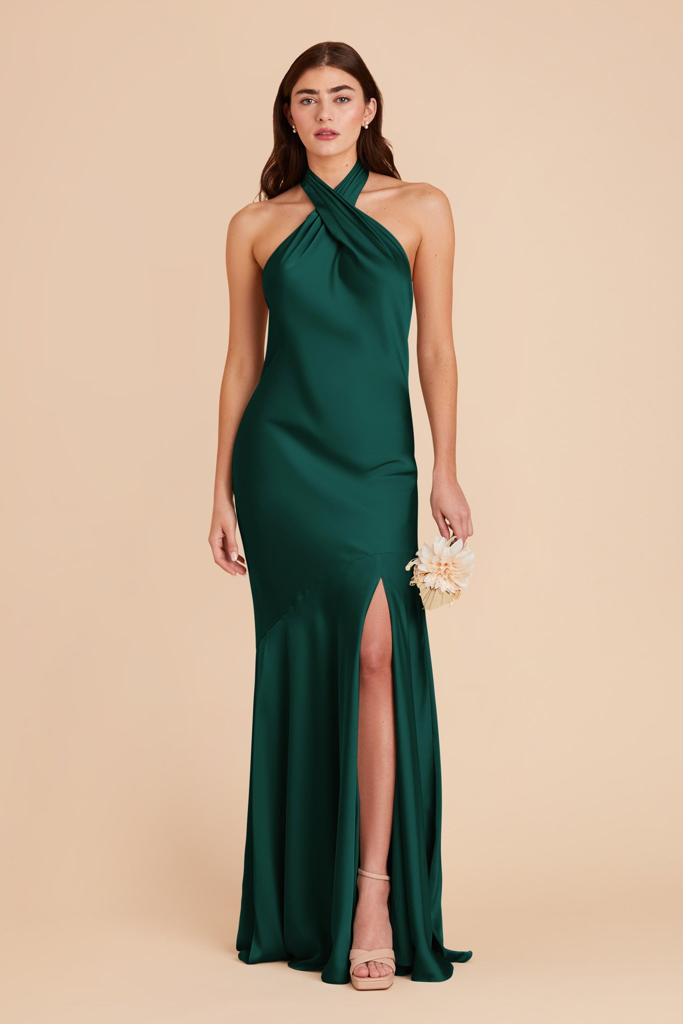 Emerald Stephanie Matte Satin Dress by Birdy Grey