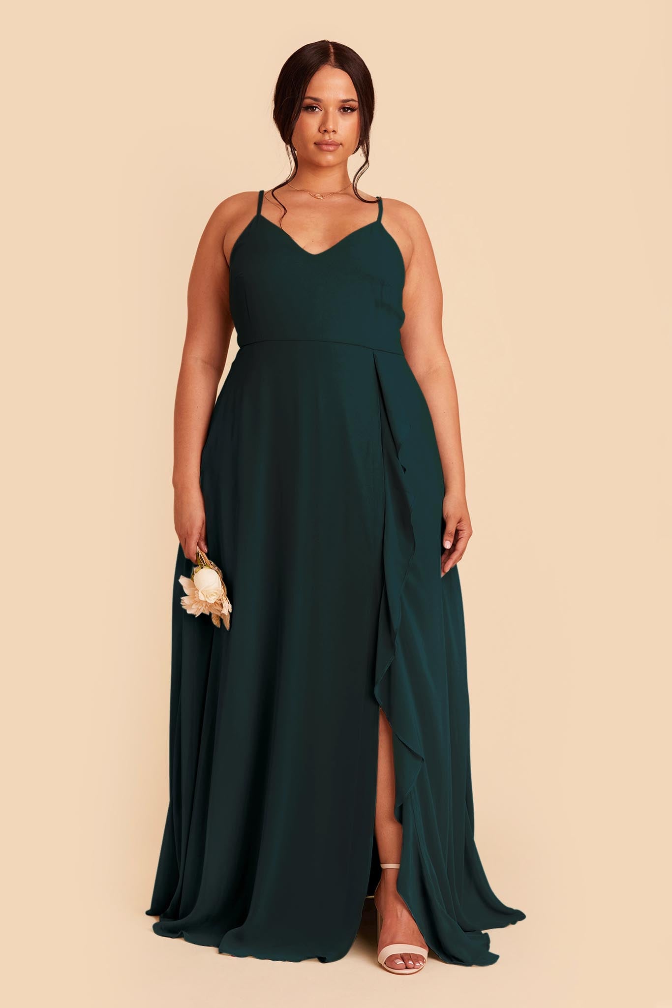 Theresa Chiffon Dress in Emerald | Birdy Grey