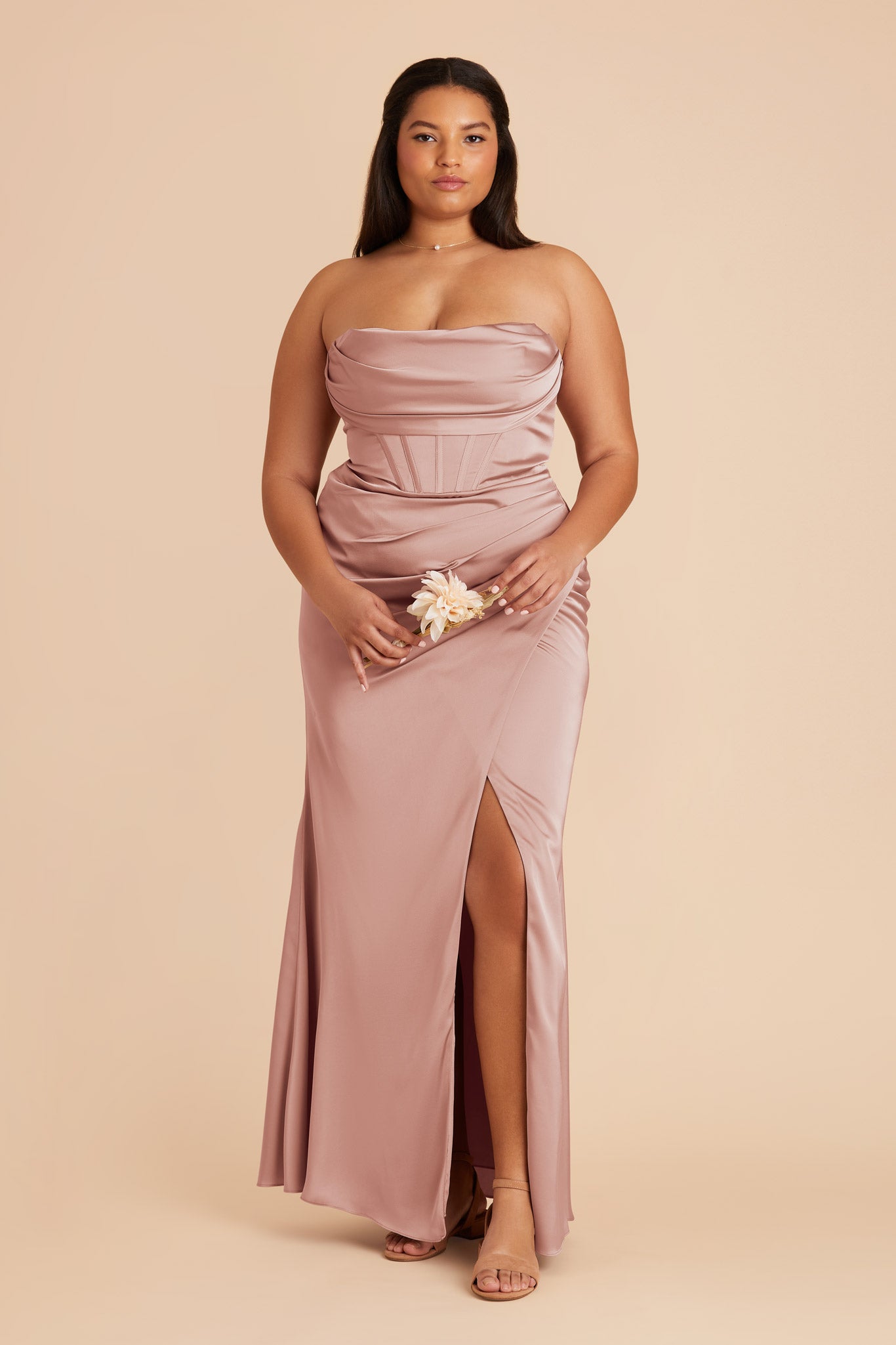 English Rose Carrie Matte Satin Dress by Birdy Grey