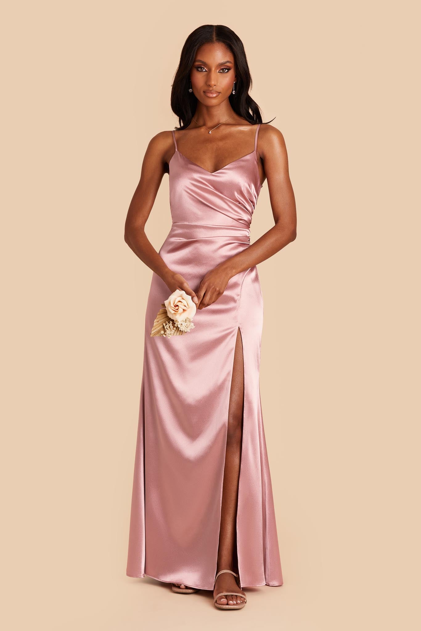 Catherine English Rose Satin Mermaid Bridesmaid Dress | Birdy Grey