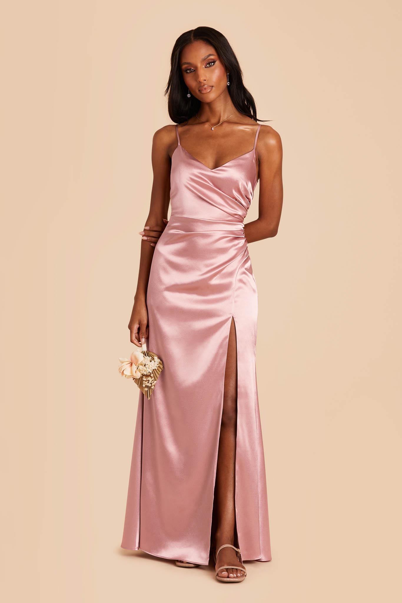 Strapless Hot Pink Satin Prom Dresses, Strapless Hot Pink Long Formal –  jbydress