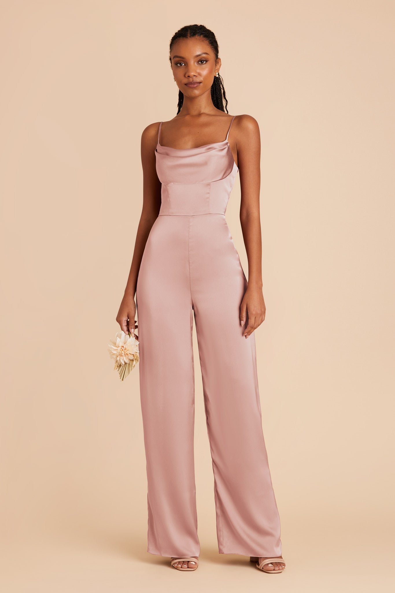 English Rose Donna Matte Satin Bridesmaid Jumpsuit by Birdy Grey