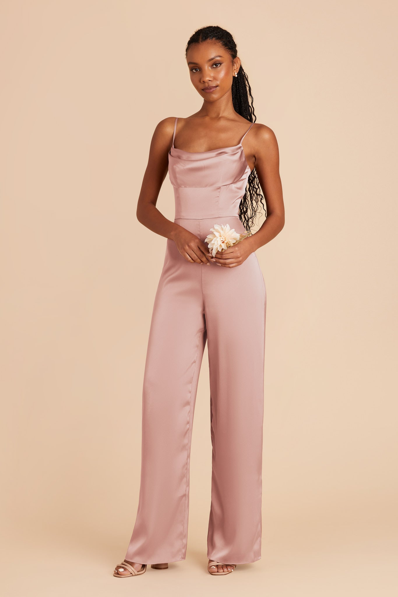English Rose Donna Matte Satin Bridesmaid Jumpsuit by Birdy Grey