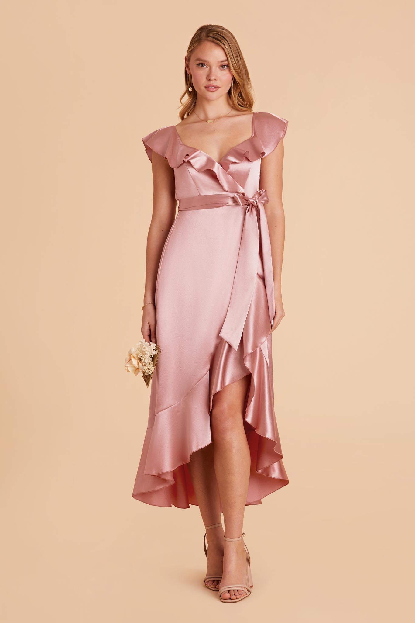 English Rose James Satin Midi Dress by Birdy Grey