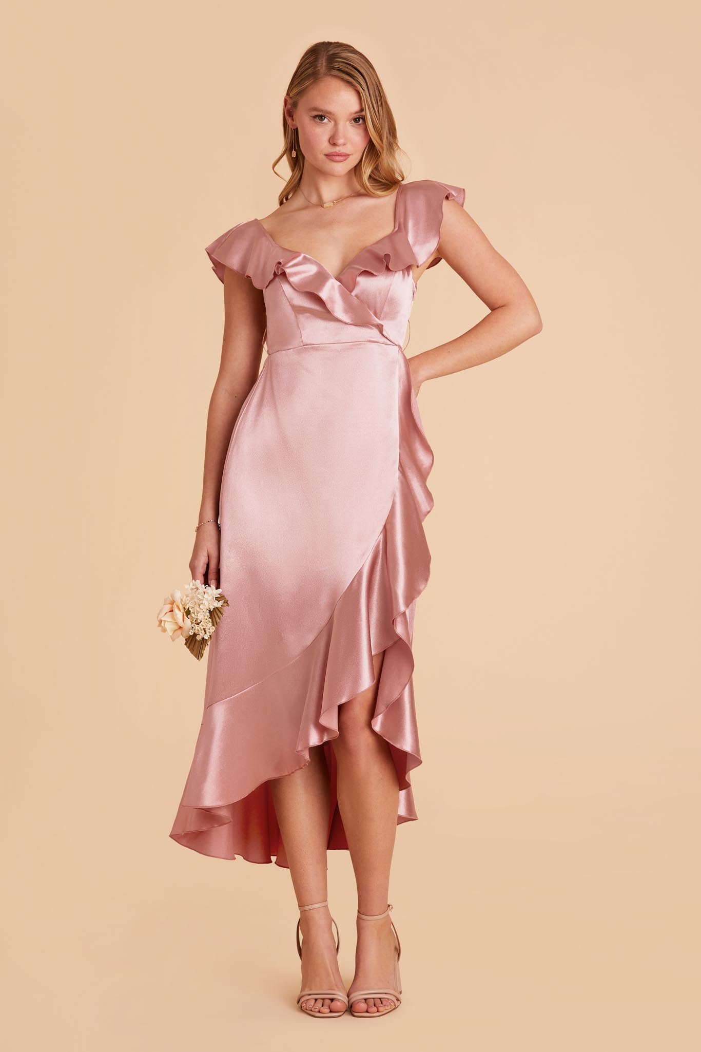 English Rose James Satin Midi Dress by Birdy Grey
