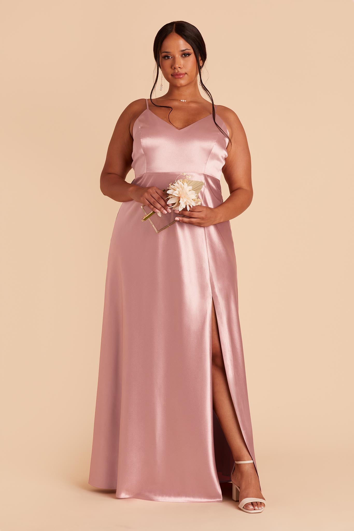 Jay Shiny Satin Dress - English Rose