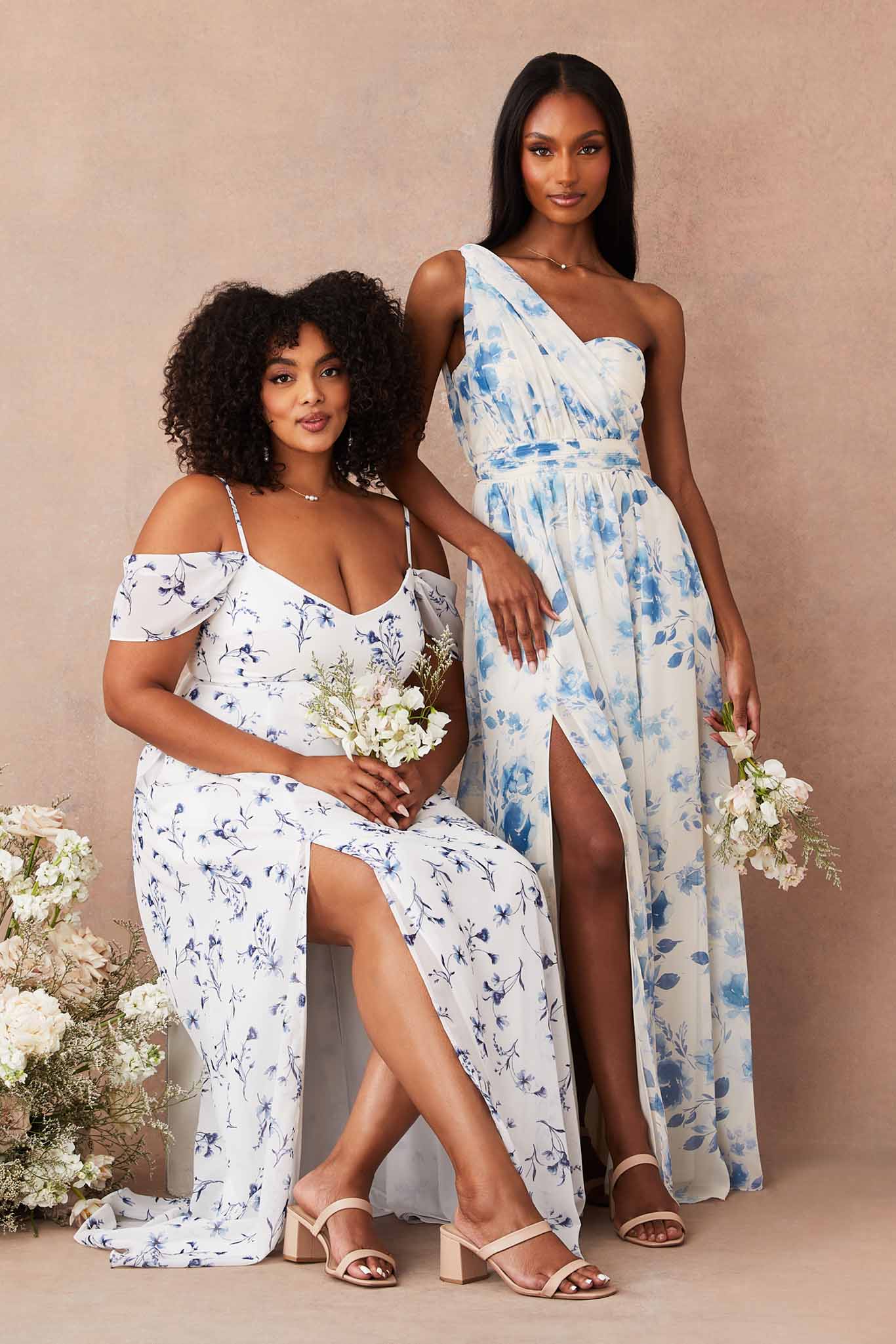 Blue Le Fleur Devin Convertible Dress and Blue Rococo Grace Dress by Birdy Grey