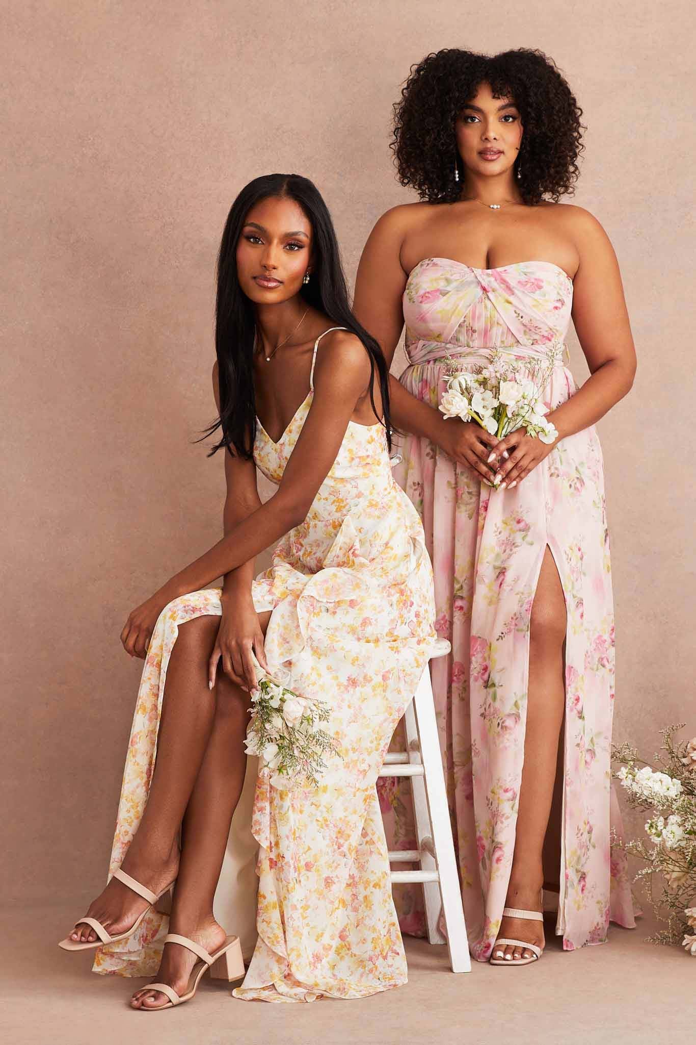 Vintage Pink Floral Grace Convertible Dress and Theresa Pressed Florals Dress by Birdy Grey