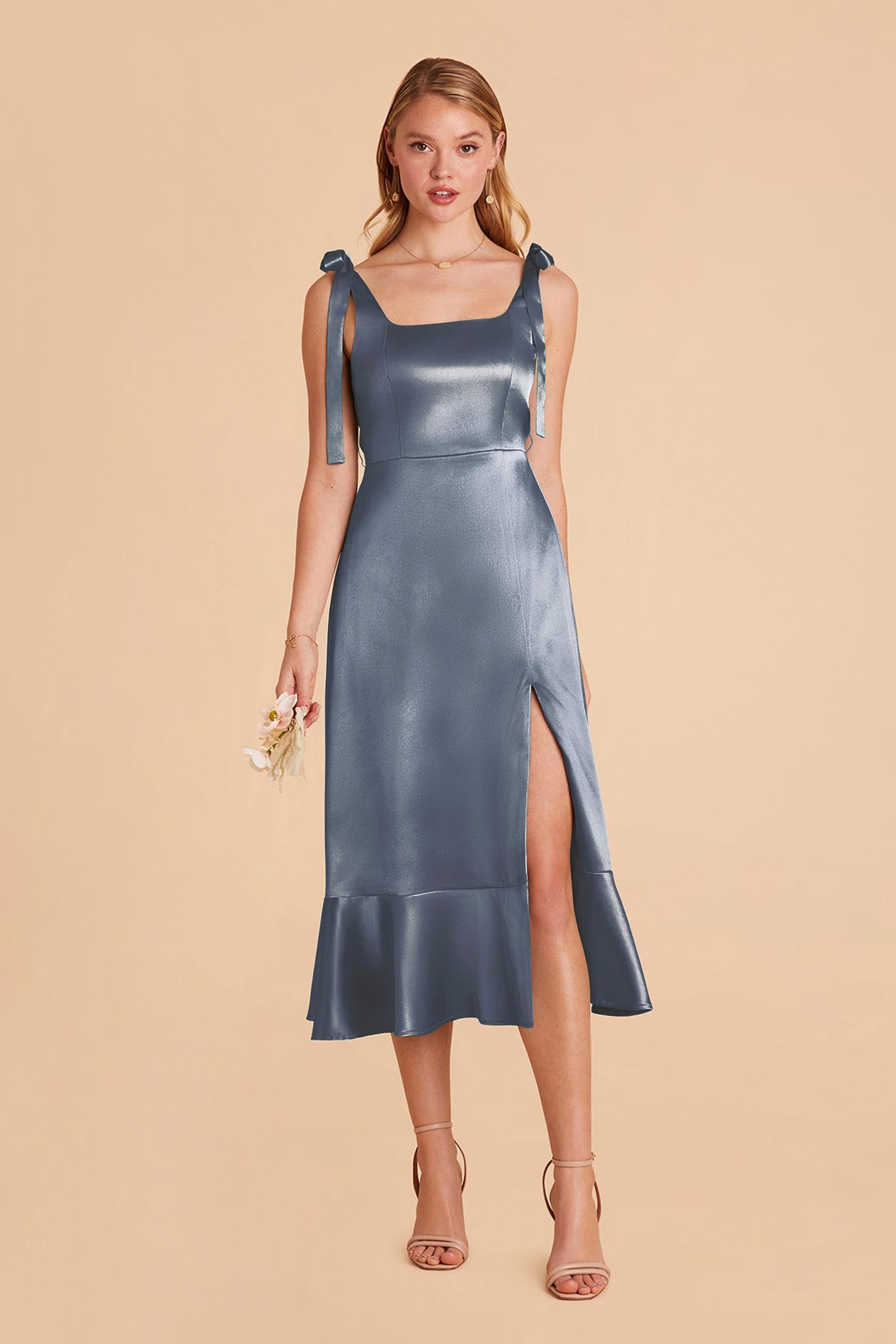 French Blue Eugenia Satin Midi Dress by Birdy Grey