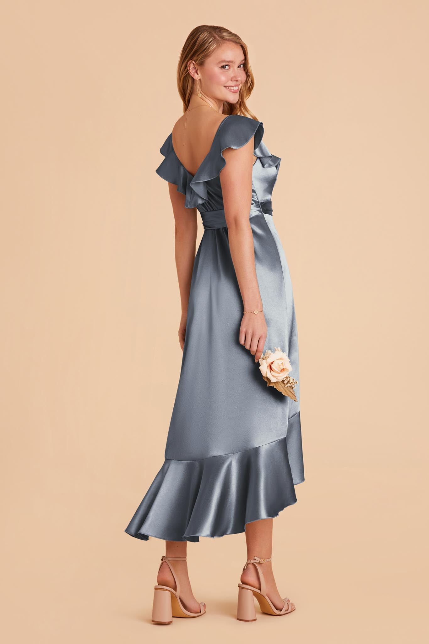 French Blue James Satin Midi Dress by Birdy Grey