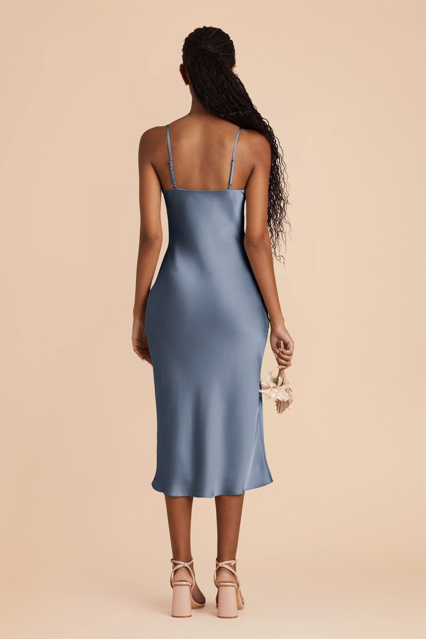 French Blue Lisa Matte Satin Midi Dress by Birdy Grey