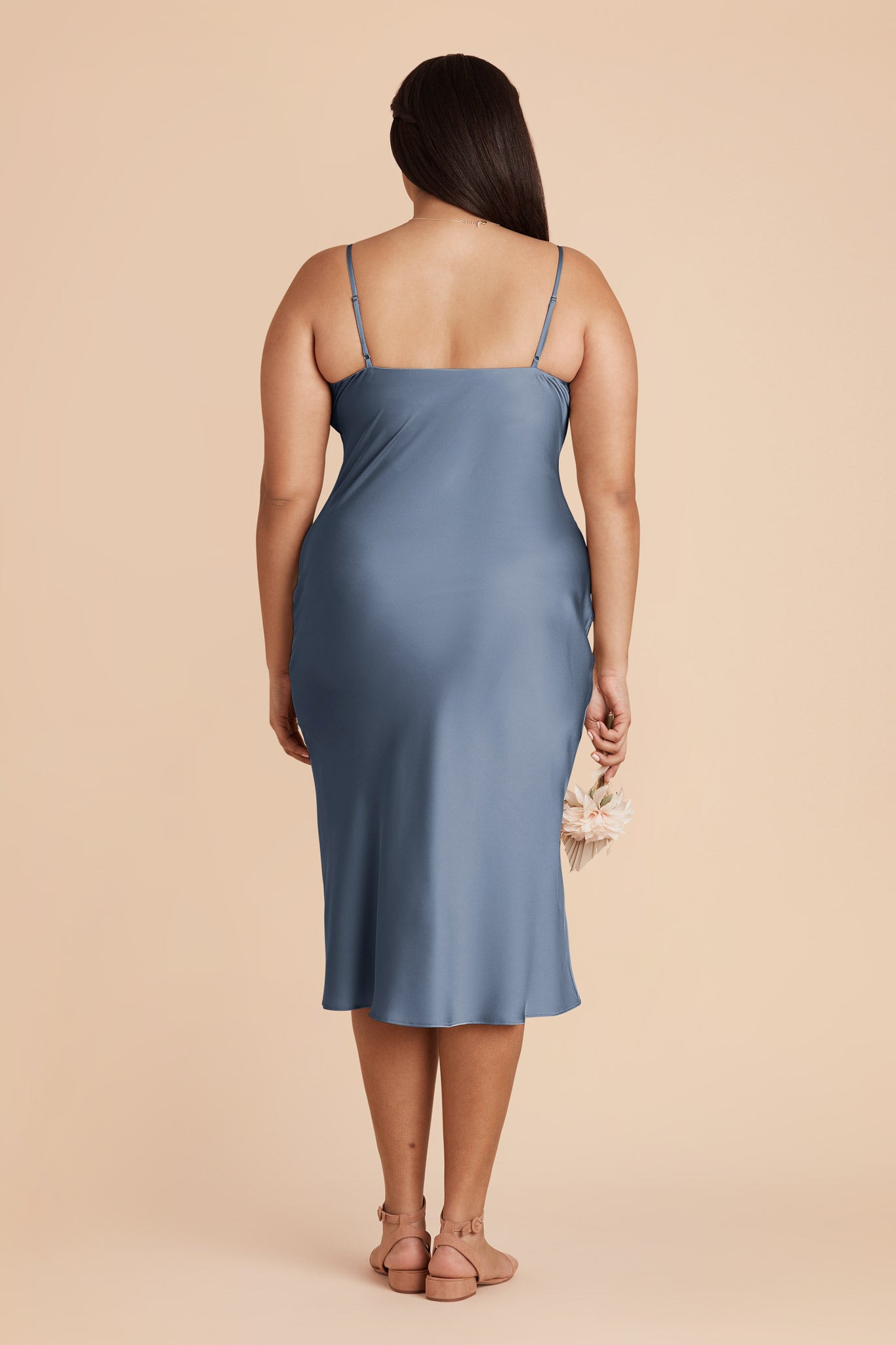 French Blue Lisa Matte Satin Midi Dress by Birdy Grey