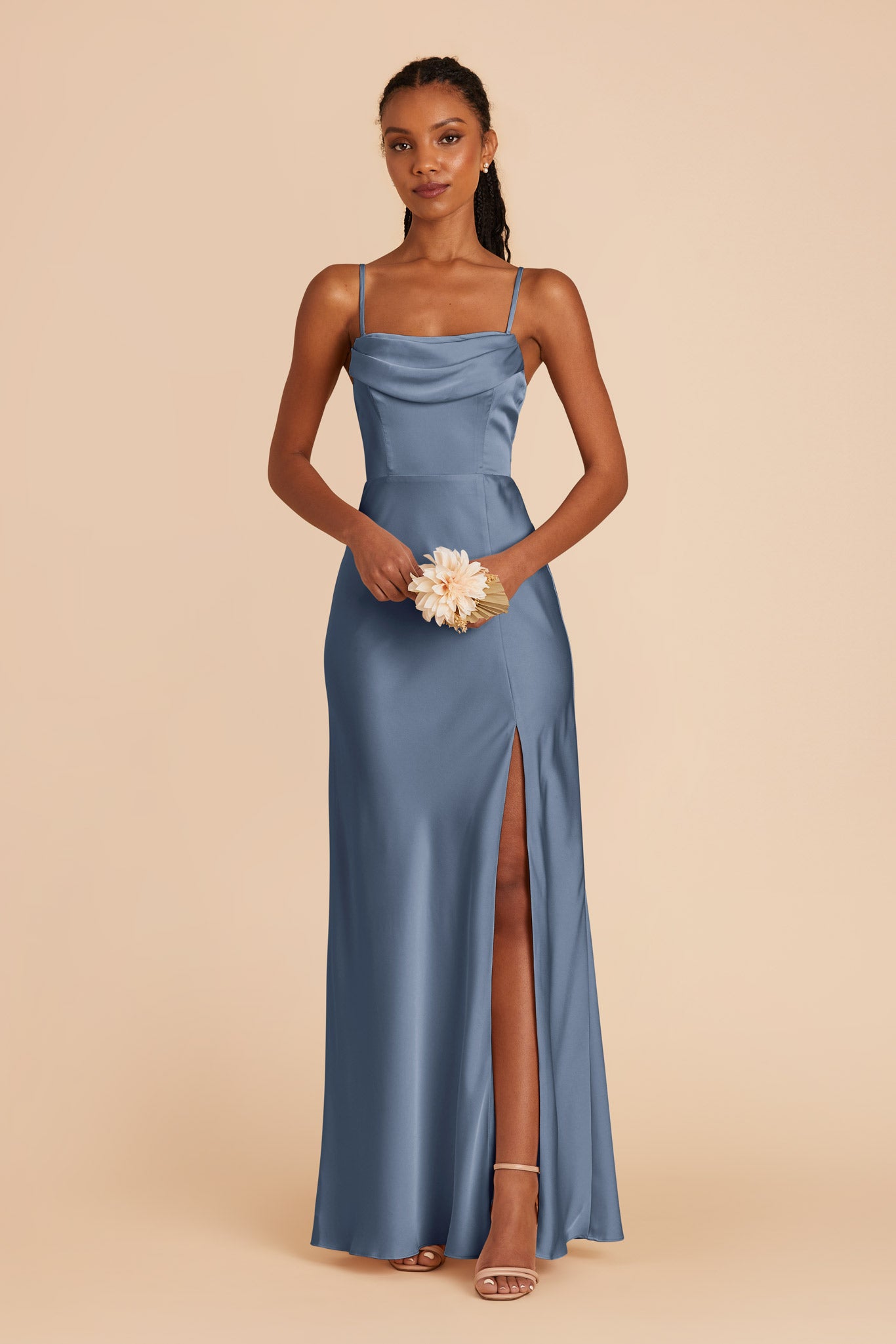 French Blue Mia Matte Satin Convertible Dress by Birdy Grey