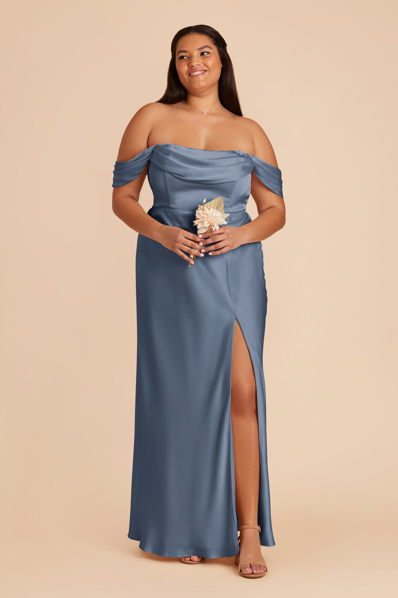 French Blue Mia Matte Satin Convertible Dress by Birdy Grey