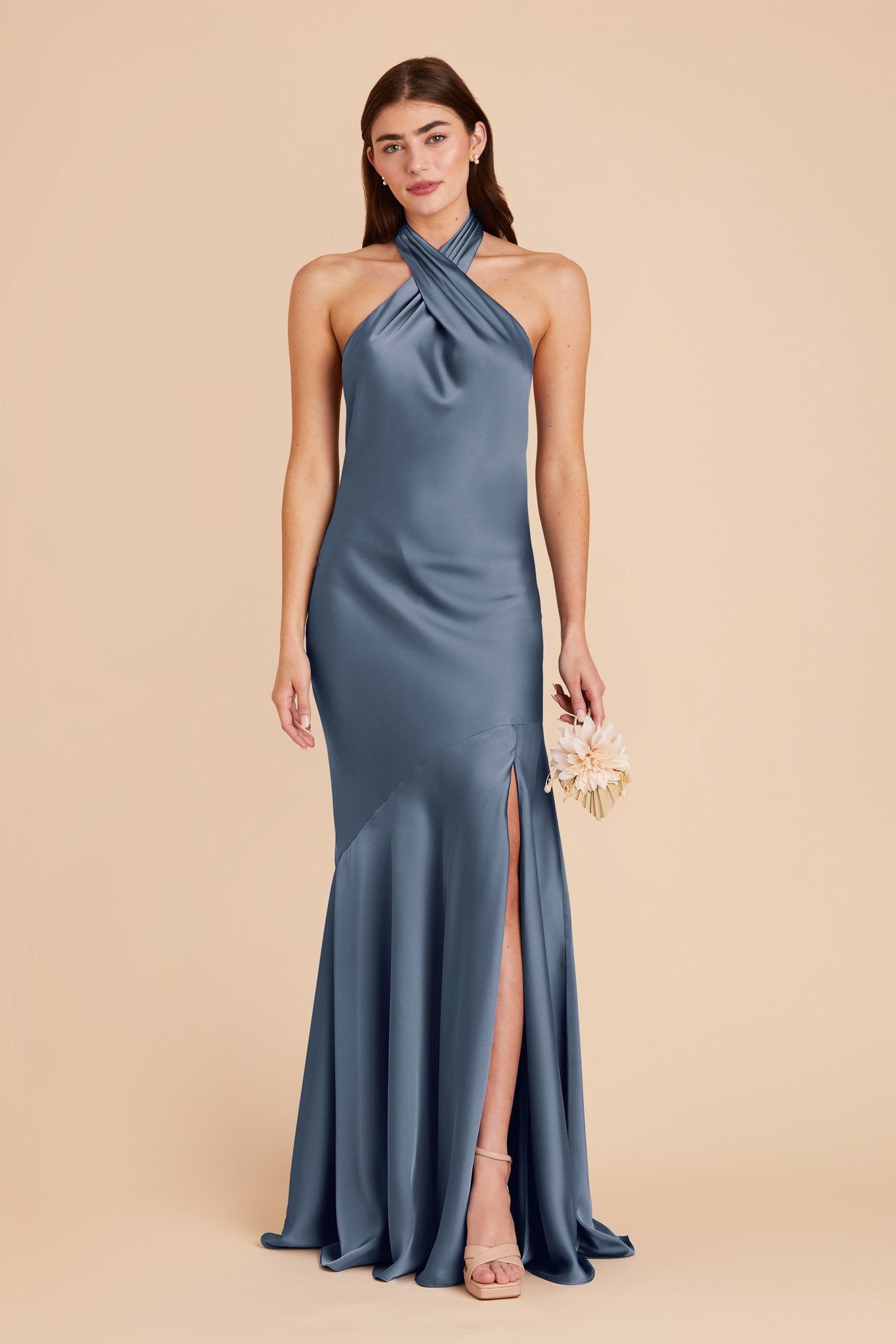French Blue Stephanie Matte Satin Dress by Birdy Grey
