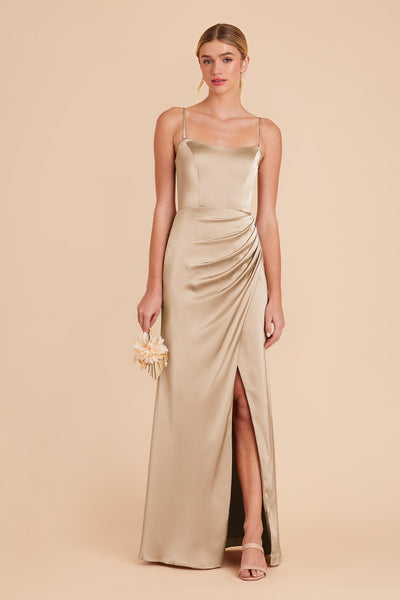 Gold Anne Matte Satin Dress by Birdy Grey