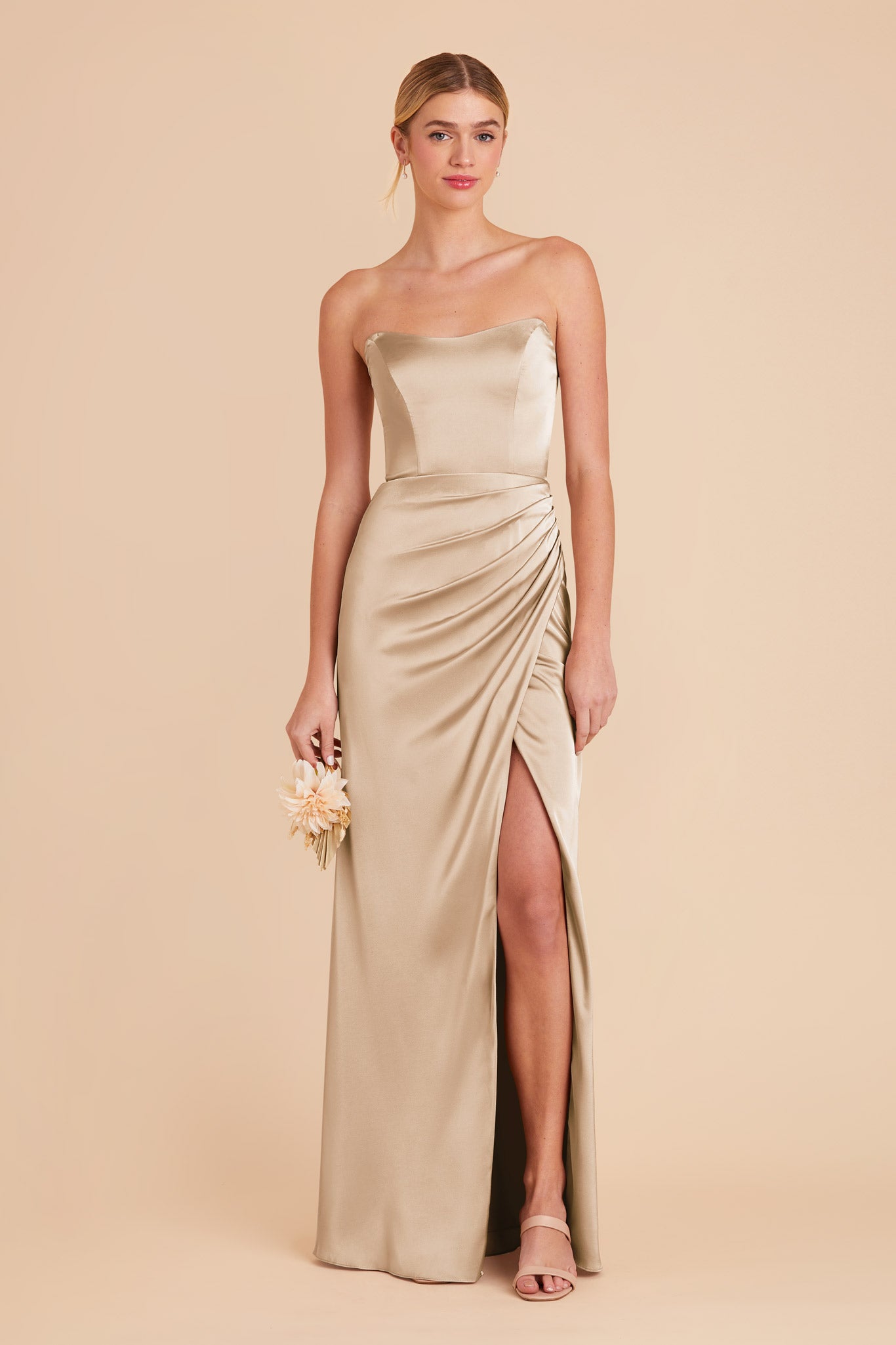Gold Anne Matte Satin Dress by Birdy Grey