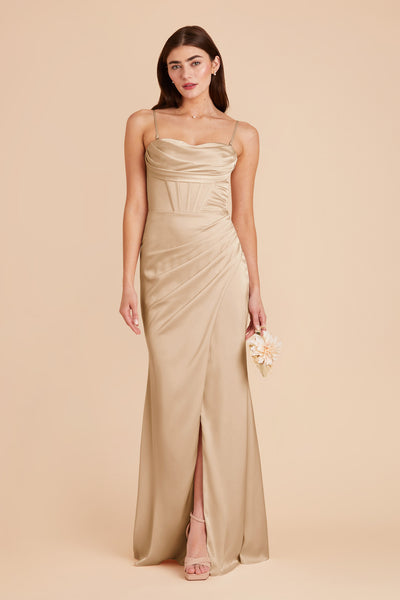 Gold Carrie Matte Satin Dress by Birdy Grey