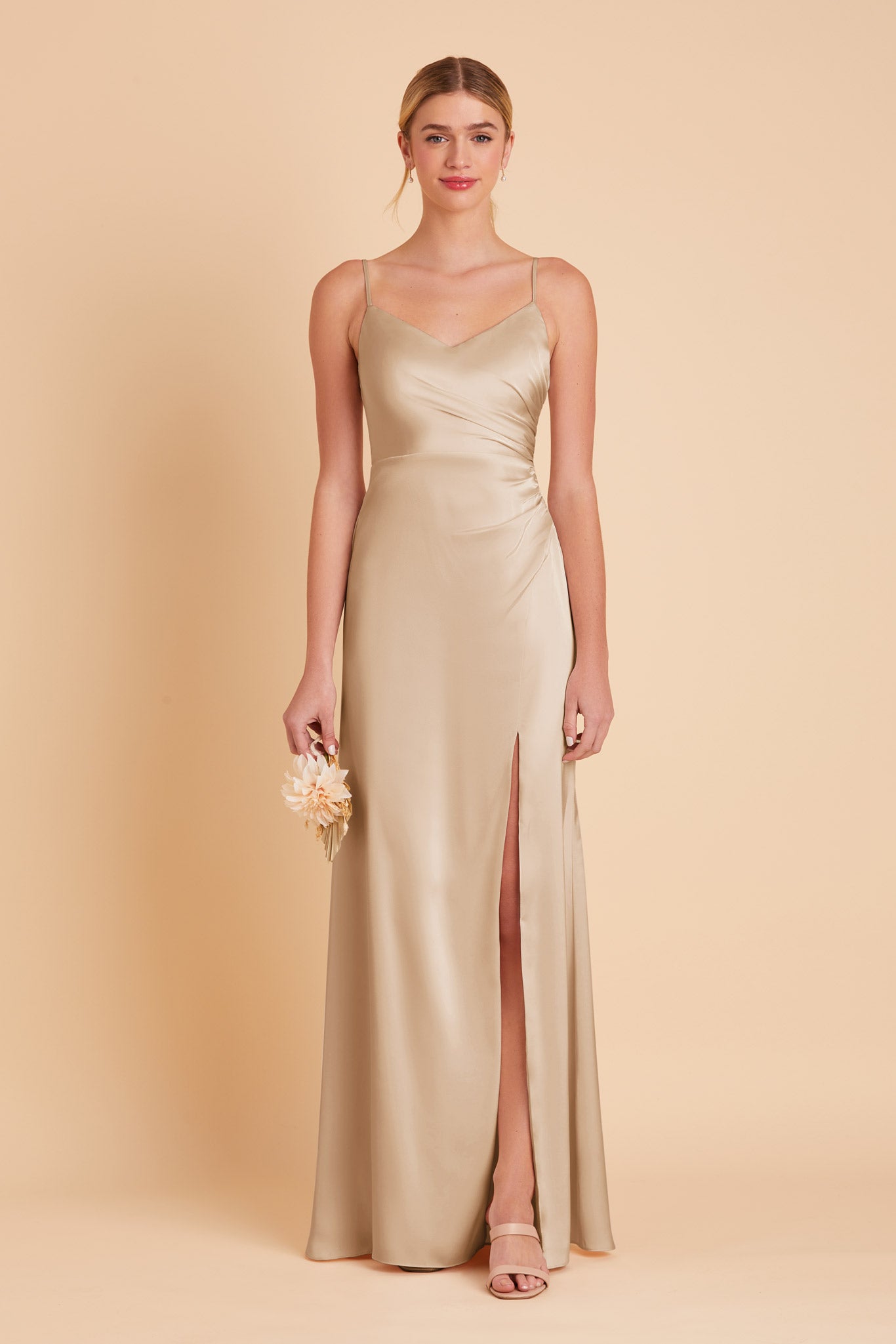 Gold Catherine Matte Satin Dress by Birdy Grey