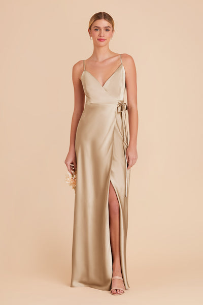 Gold Cindy Matte Satin Dress by Birdy Grey