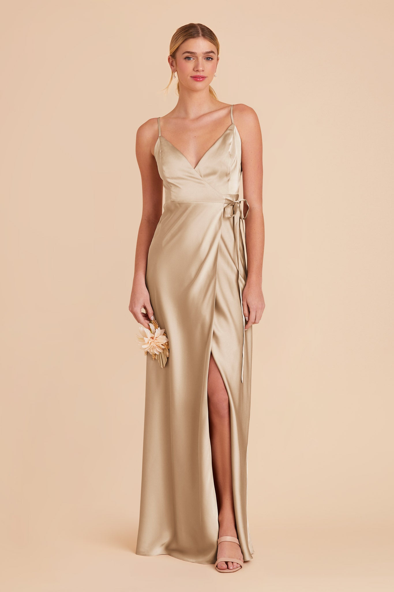 Gold Cindy Matte Satin Dress by Birdy Grey