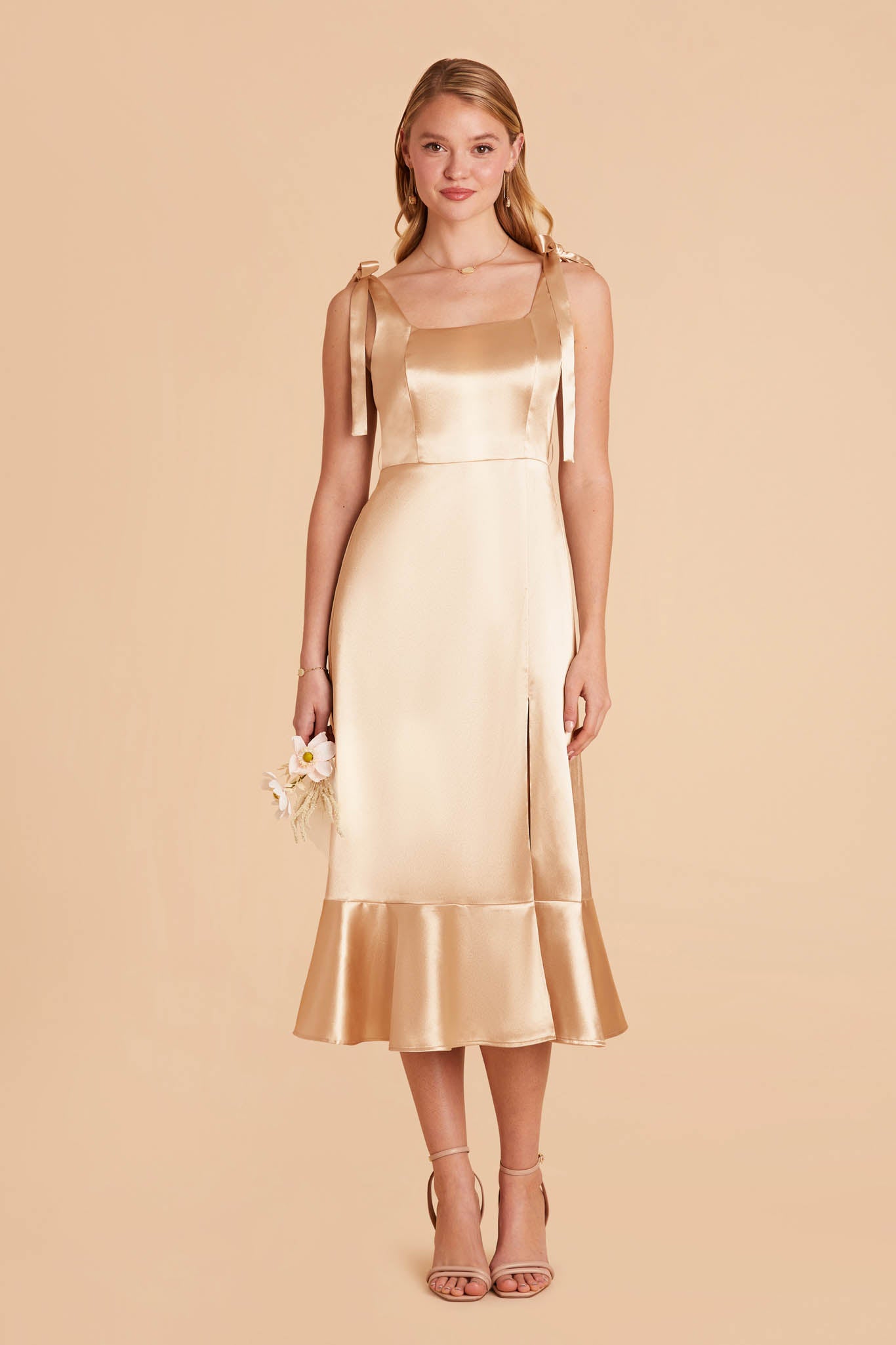 Gold Eugenia Convertible Midi Dress by Birdy Grey