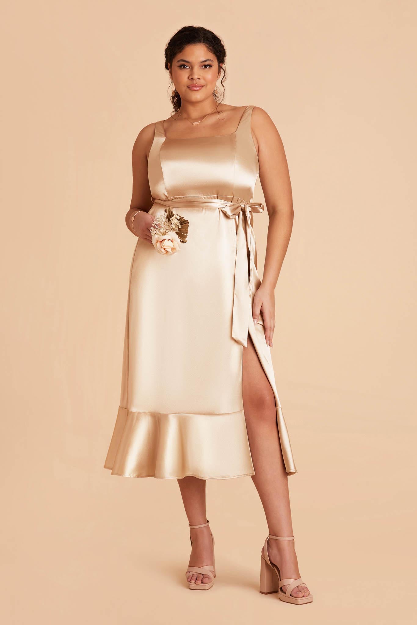 Gold Eugenia Convertible Midi Dress by Birdy Grey
