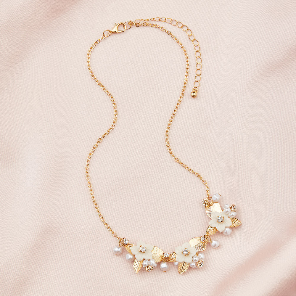 Gold Eze Floral Statement Necklace by Birdy Grey