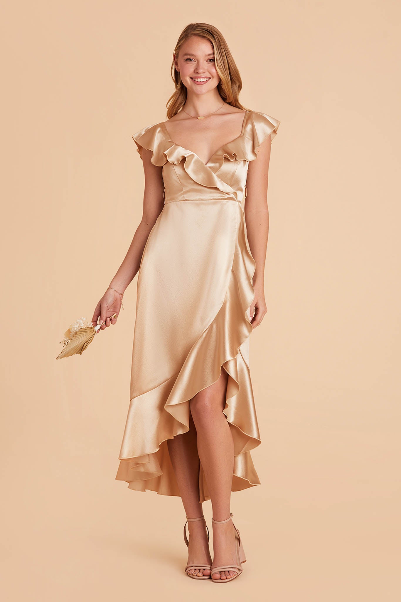 Gold James Satin Midi Dress by Birdy Grey