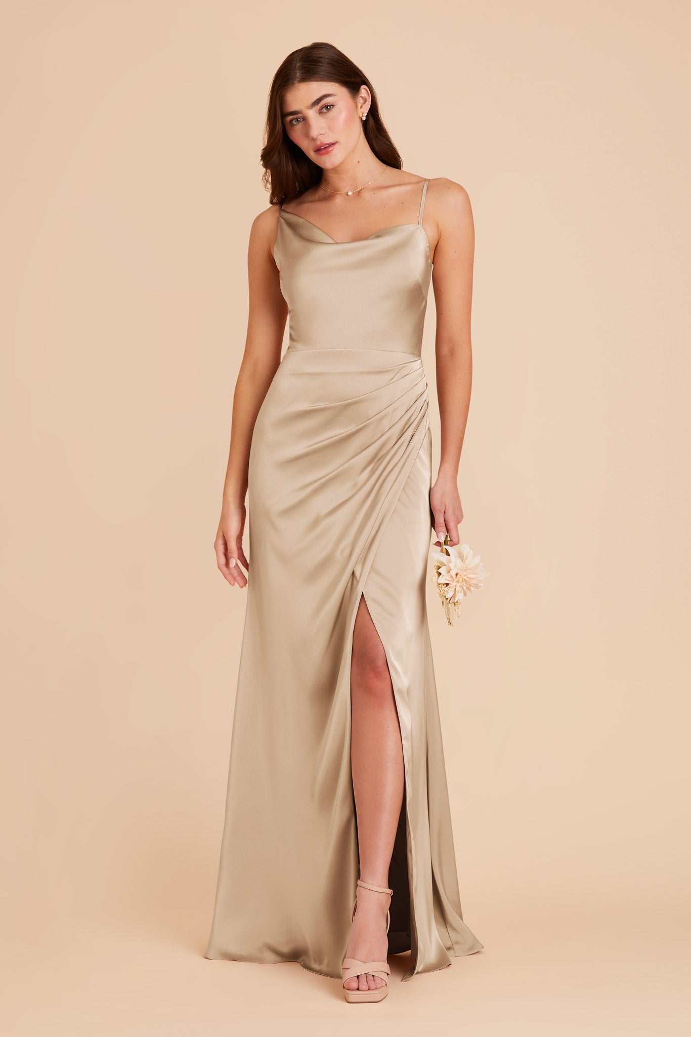 Gold Jennifer Matte Satin Dress by Birdy Grey