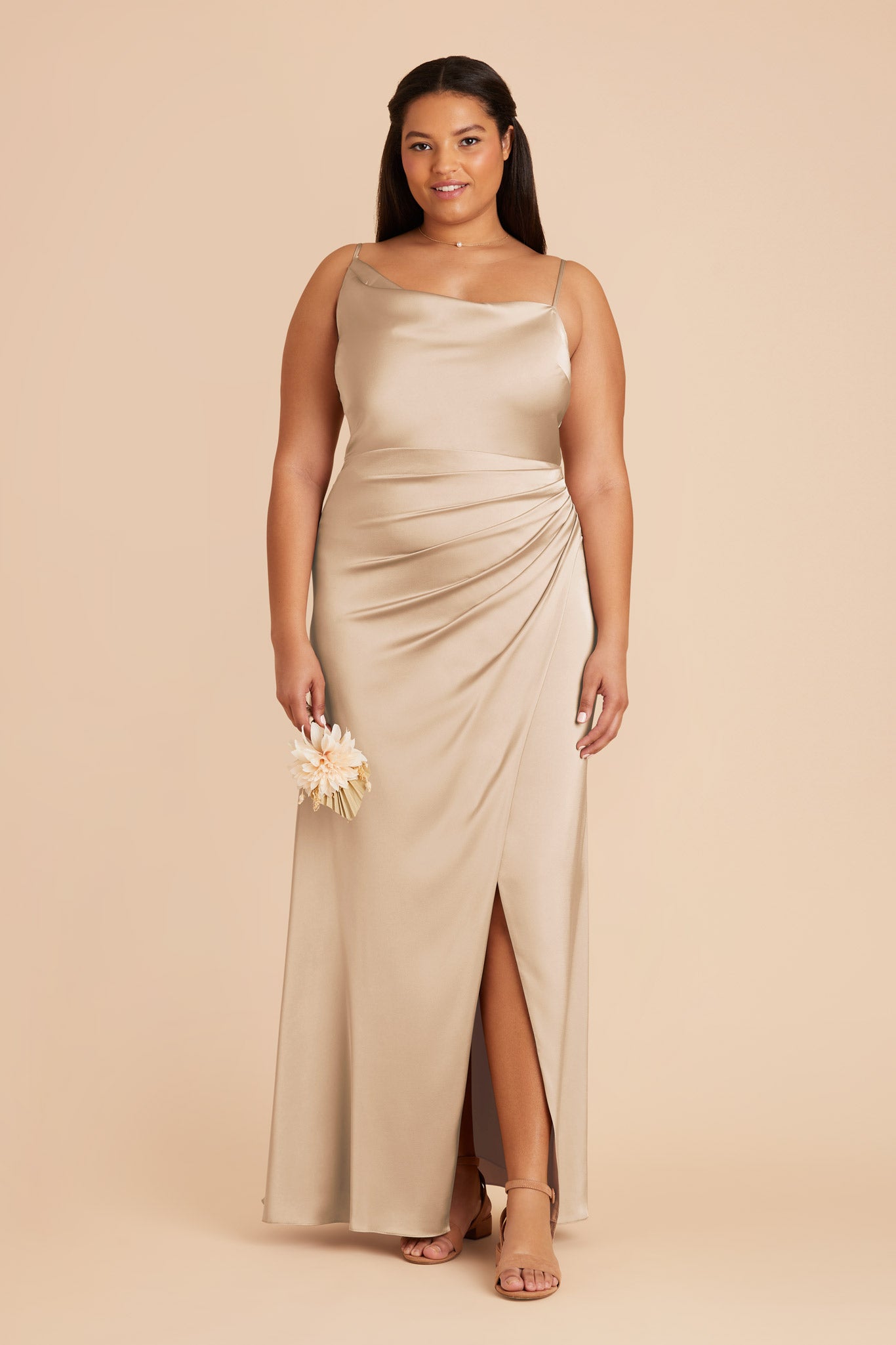 Gold Jennifer Matte Satin Dress by Birdy Grey