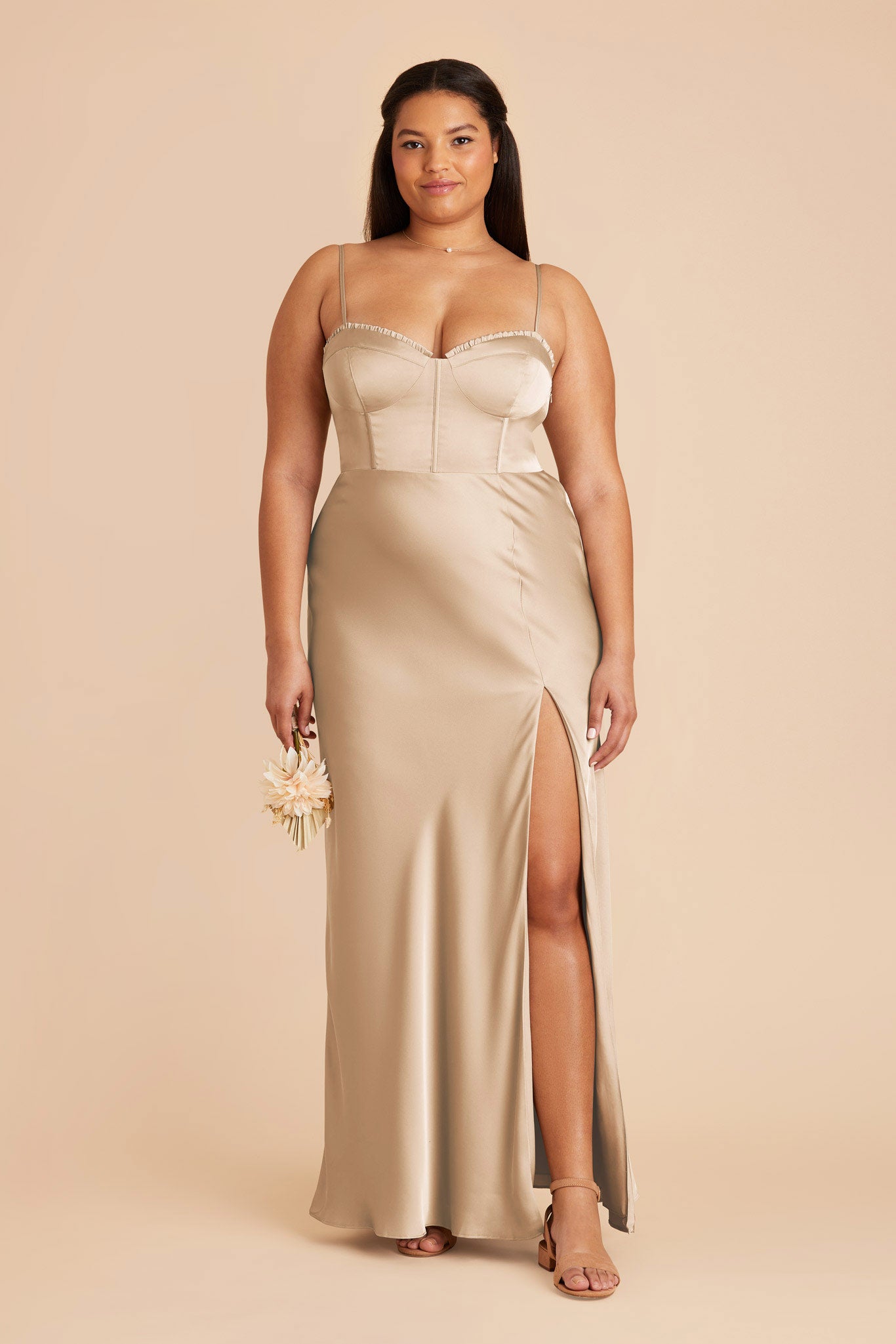 Gold Jessica Matte Satin Dress by Birdy Grey