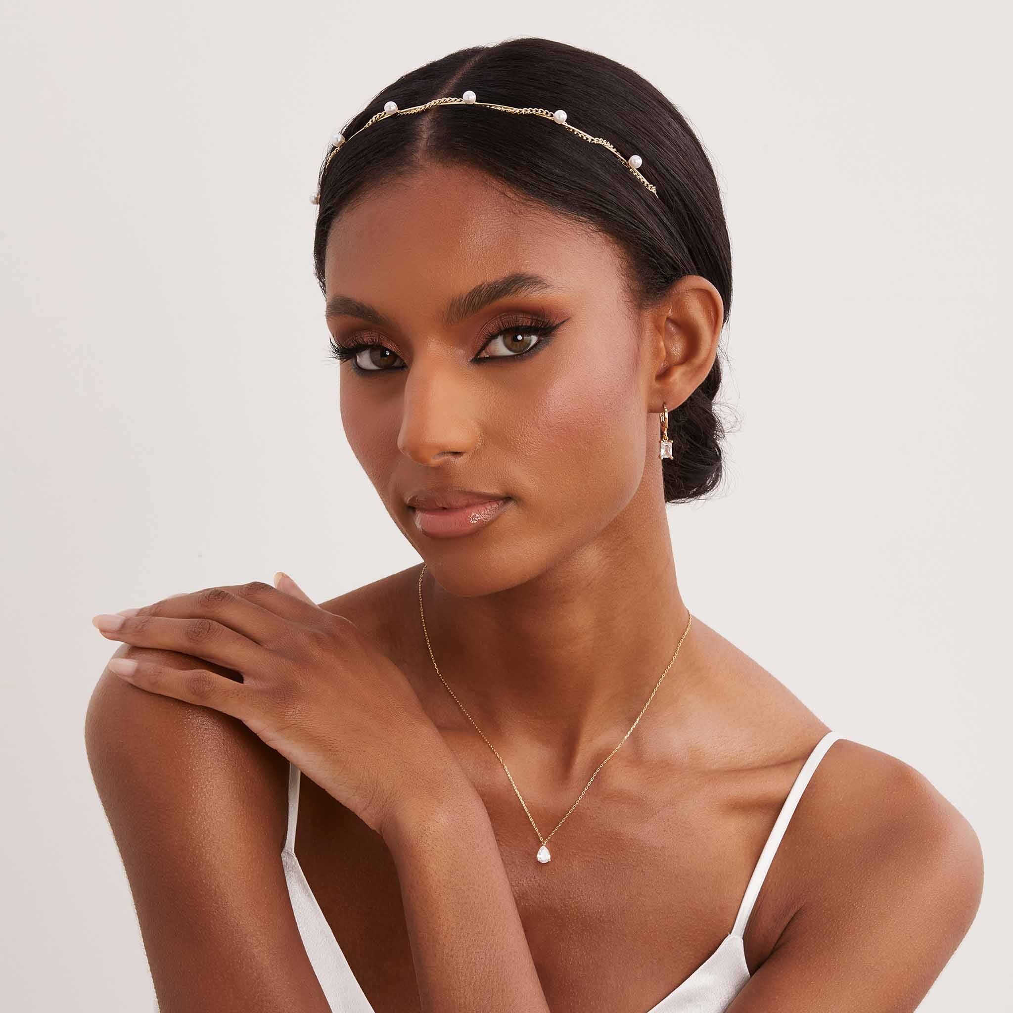 Gold Roussillon Pearl Headband by Birdy Grey