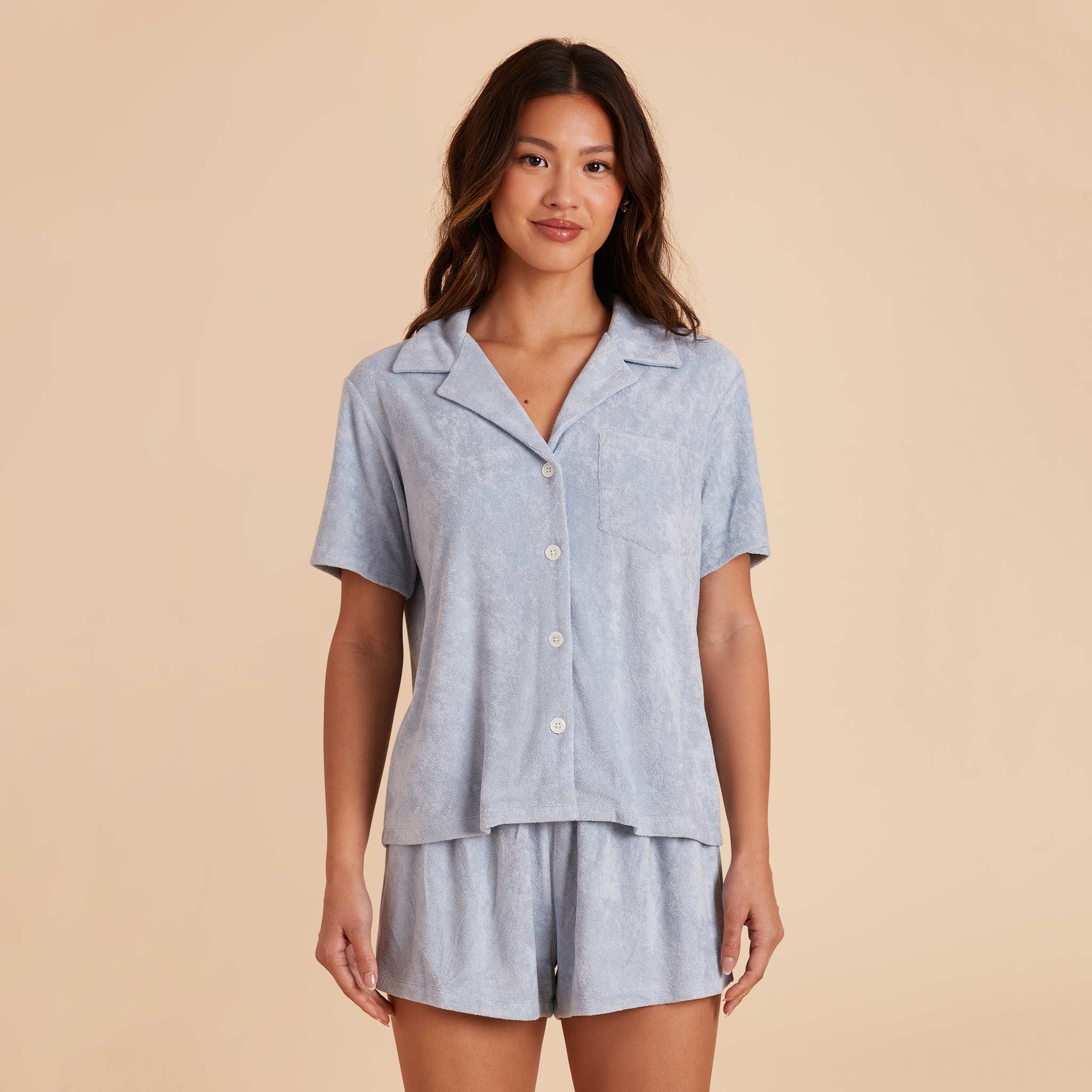 Ice Blue Eunice Short Sleeve Shirt and Shorts Set by Birdy Grey
