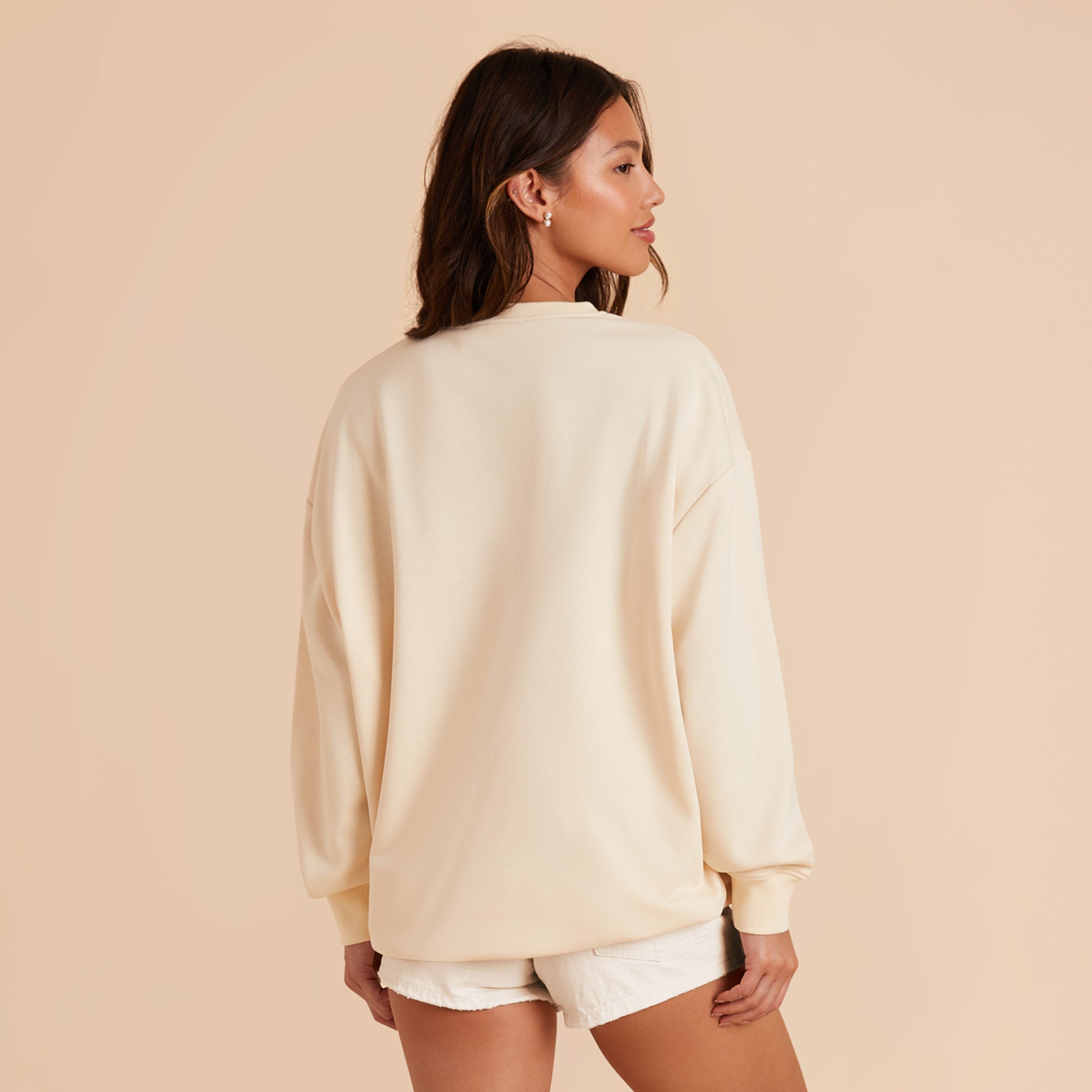 Ivory Brianne Oversized Crewneck Sweatshirt by Birdy Grey