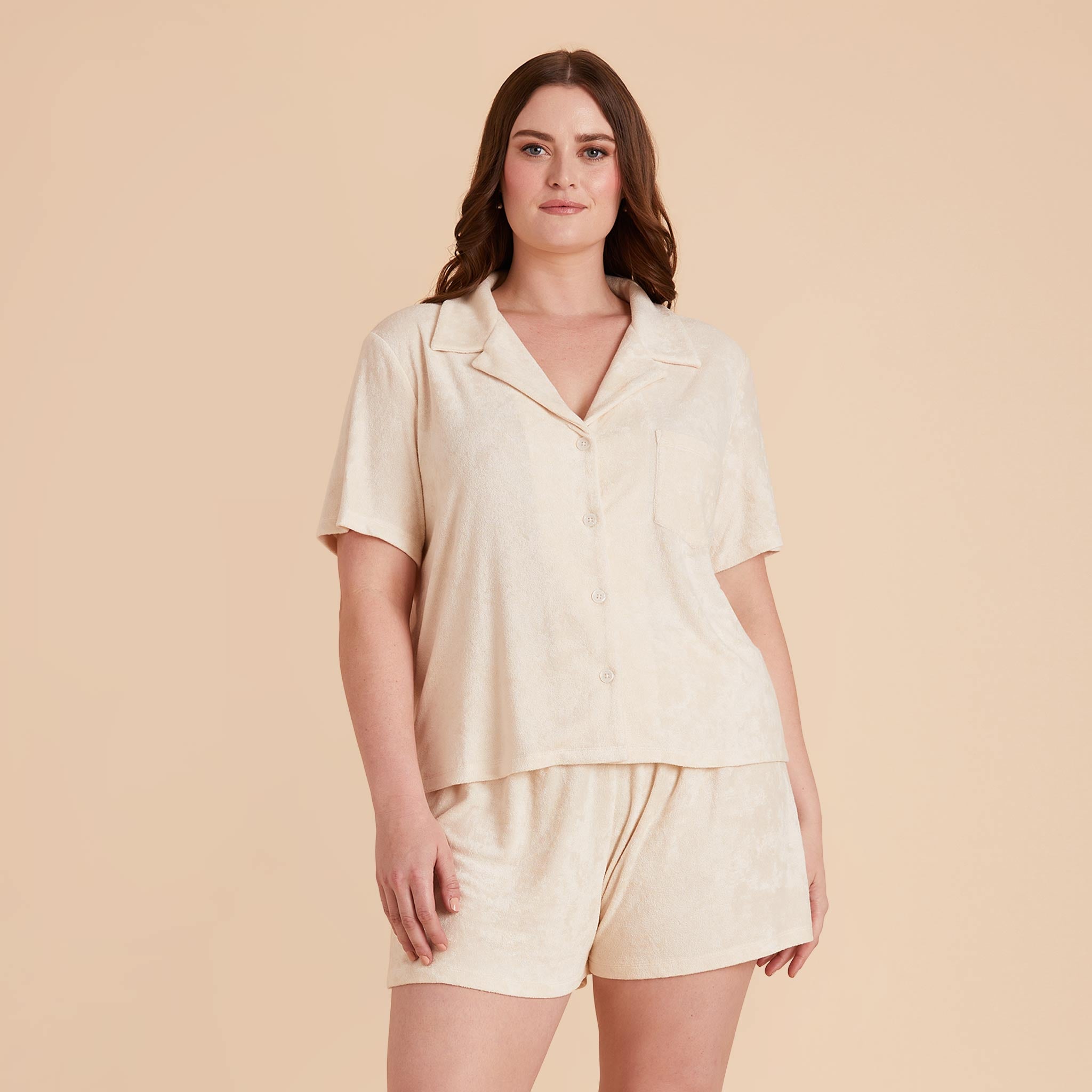 Ivory Eunice Short Sleeve Shirt and Shorts Set by Birdy Grey