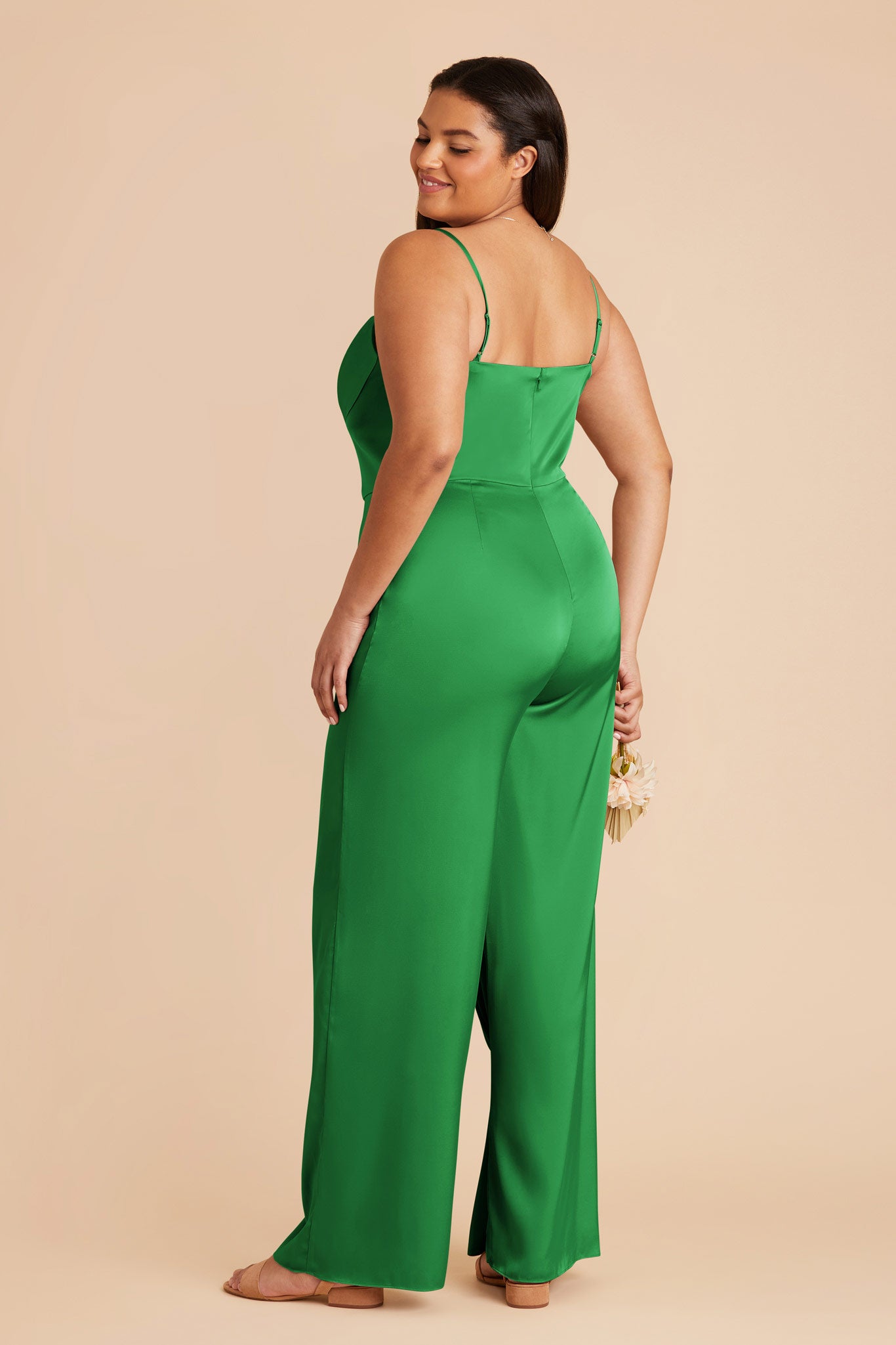 Kelly Green Donna Matte Satin Bridesmaid Jumpsuit by Birdy Grey